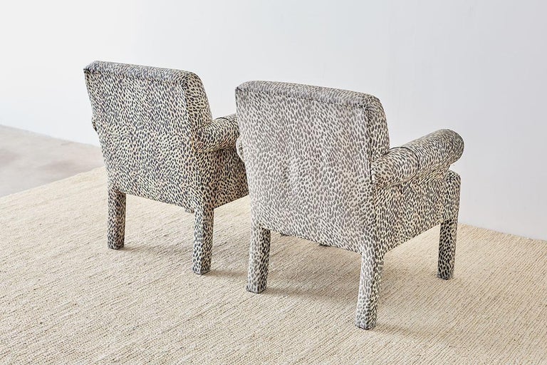 Set of Four Cheetah Leopard Upholstered Club Chairs For ...