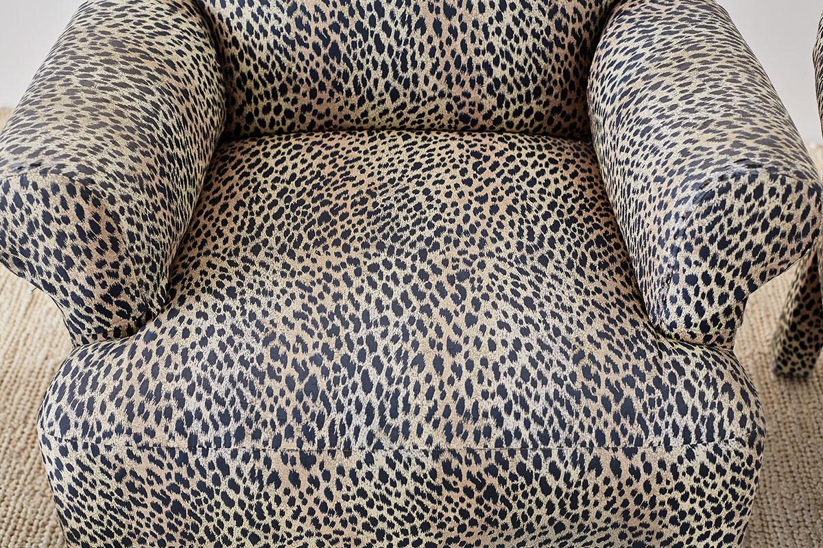 Set aus vier gepolsterten Cheetah-Leopard-Clubsesseln (20. Jahrhundert)