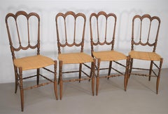 Set of Four Chiavari Chairs Model " Tre Archi" by Fratelli Levaggi, 1950s