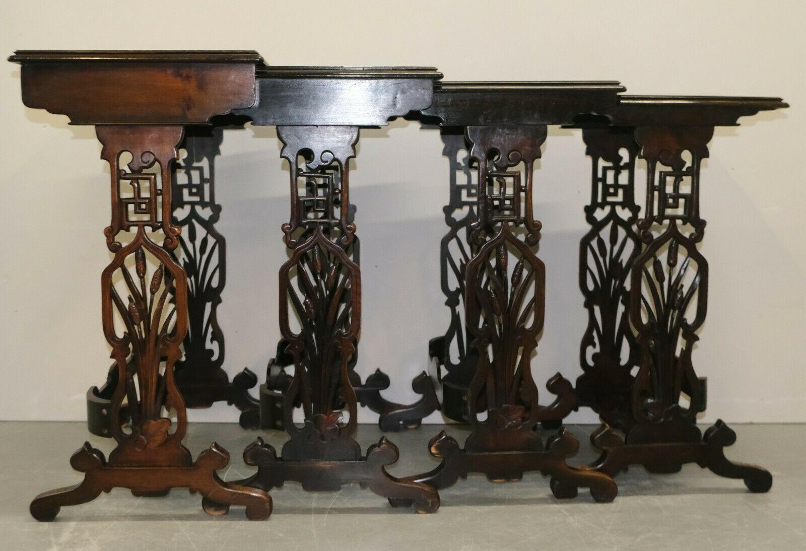 Set of Four Chinese 20th Century Nest of Tables Inlaid with Bone & Abalone  3