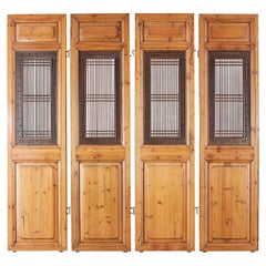 Antique Set of Four Chinese Carved Elm Lattice Door Panels