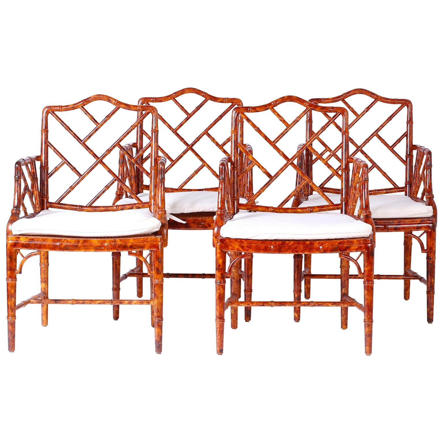 Set of Four Chinese Chippendale Armchairs For Sale