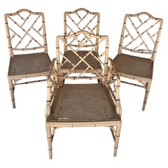 Set Of Four Chinese Chippendale Faux Bamboo Chairs