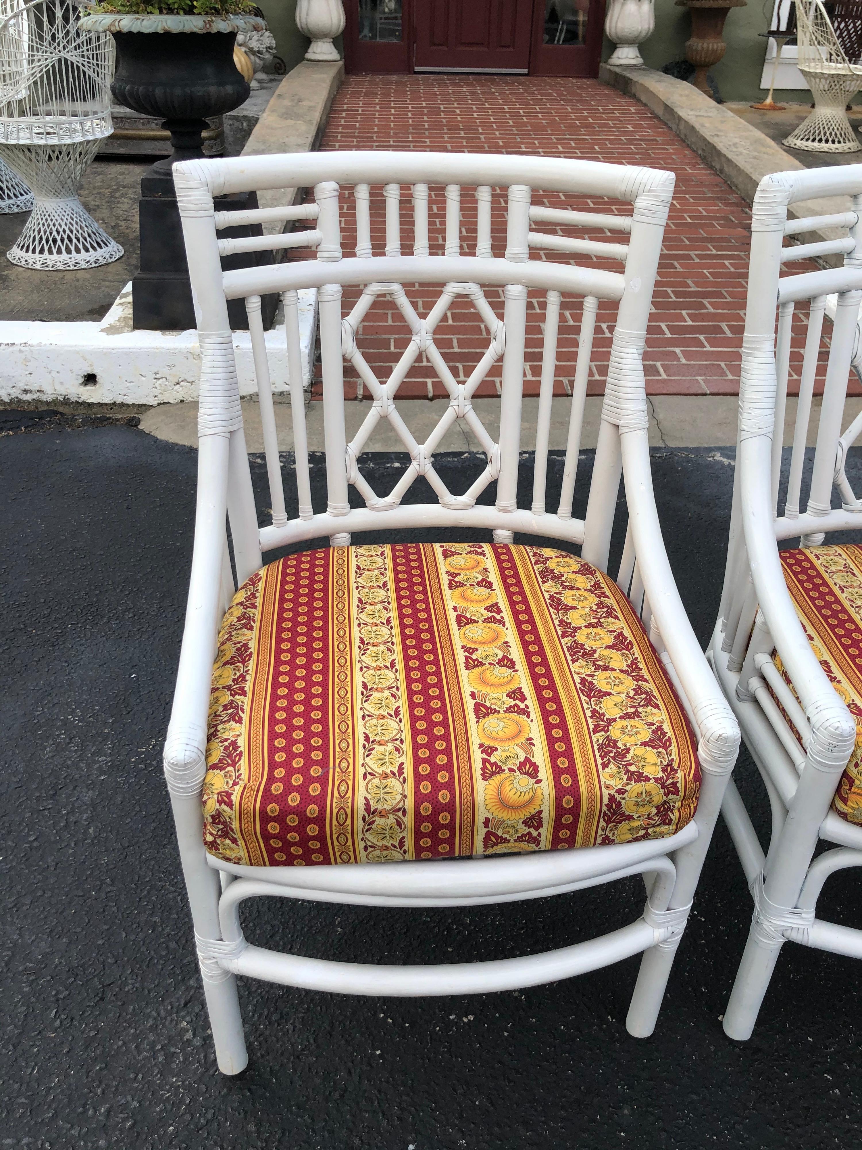 Set of Four Chinese Chippendale Rattan Chairs  4
