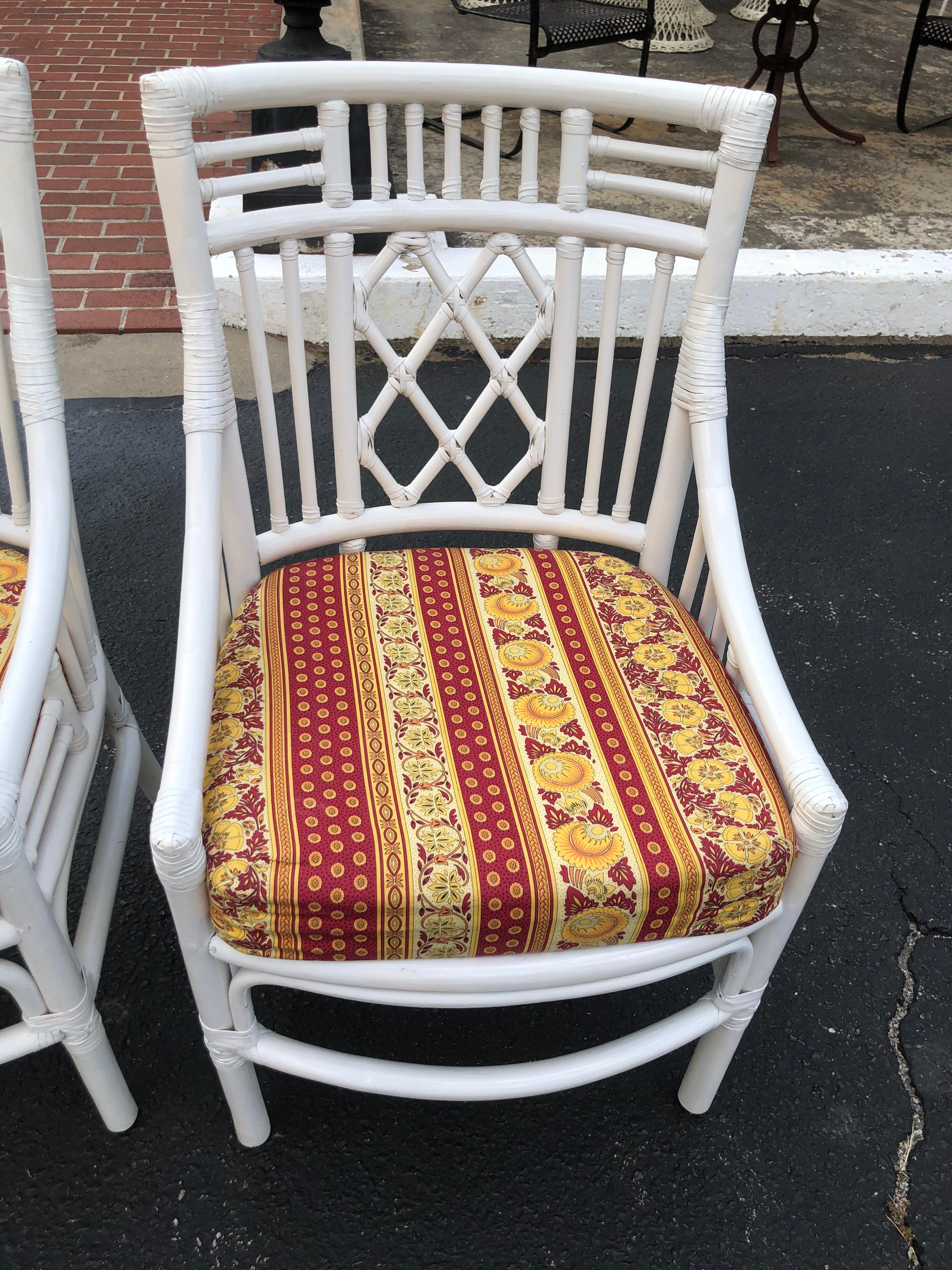 Set of Four Chinese Chippendale Rattan Chairs  5