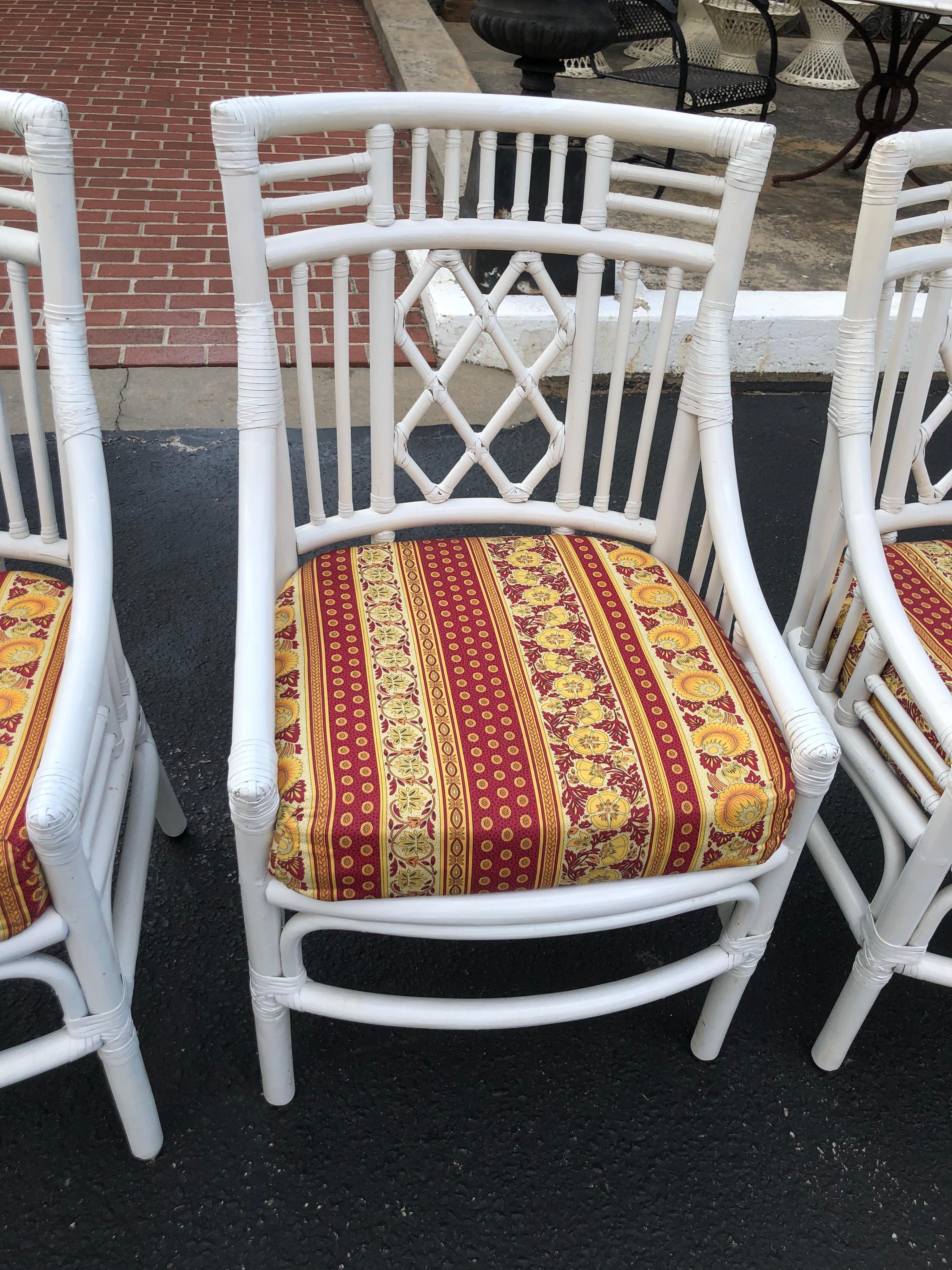 Set of Four Chinese Chippendale Rattan Chairs  6