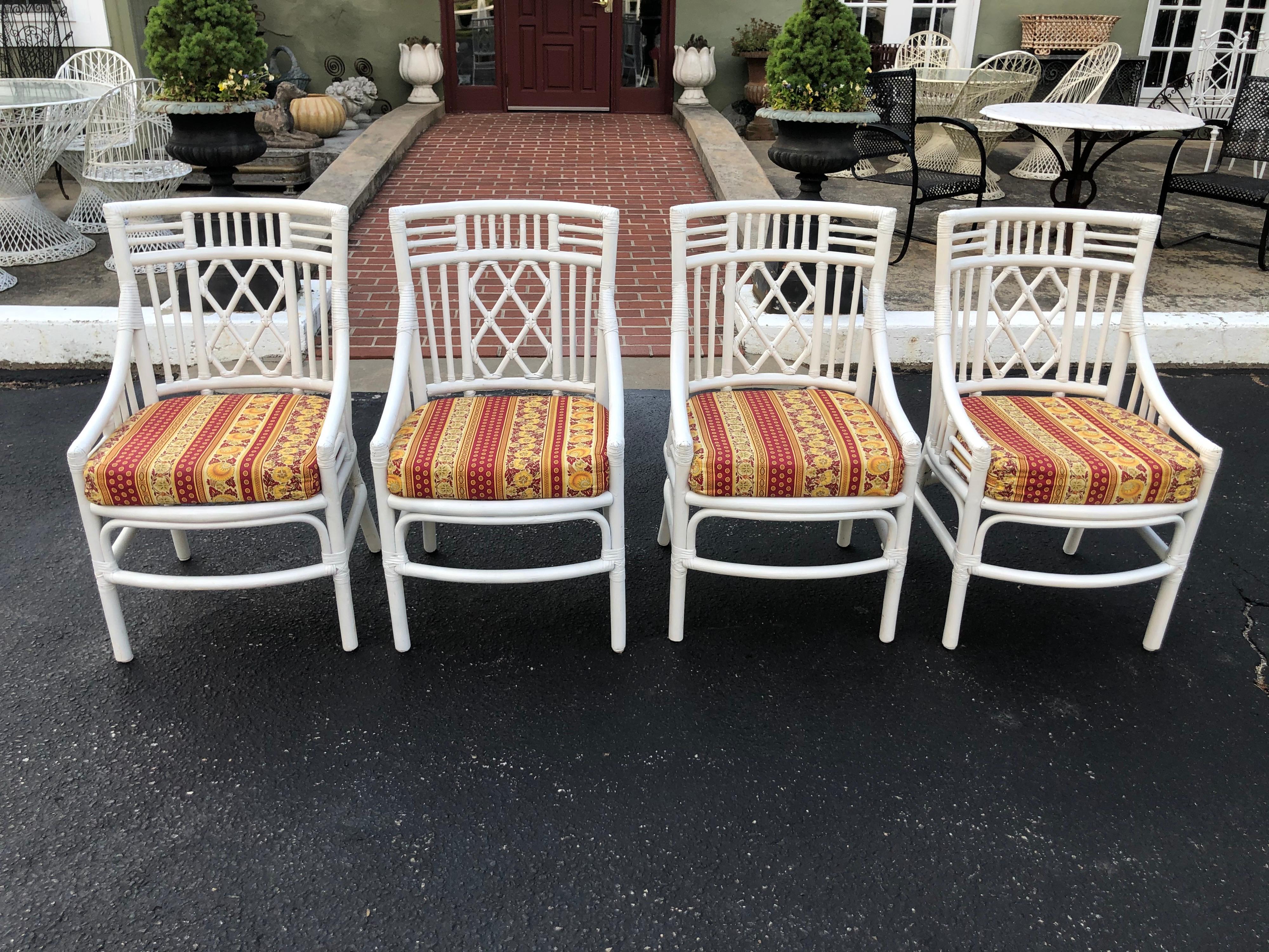 Set of Four Chinese Chippendale Rattan Chairs  7