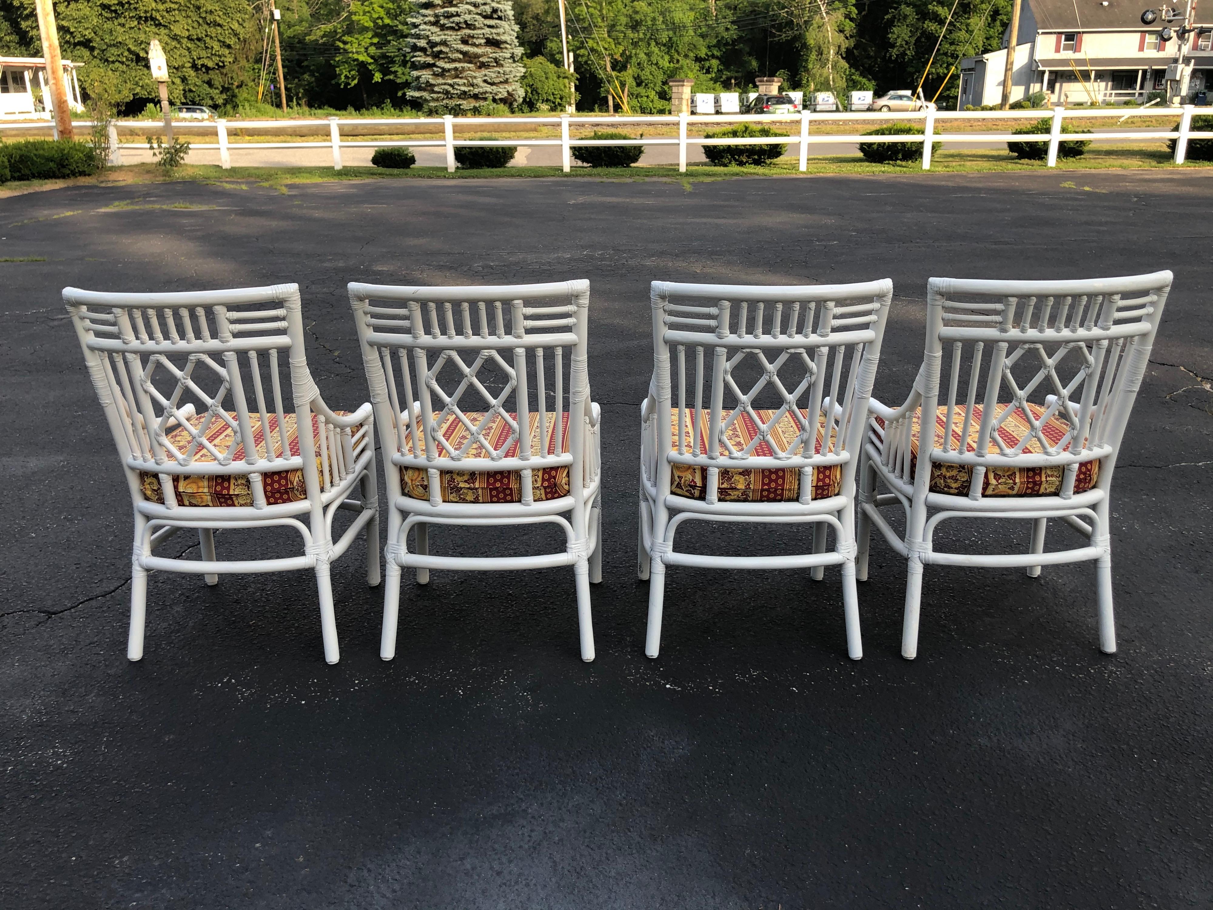 Set of Four Chinese Chippendale Rattan Chairs  8