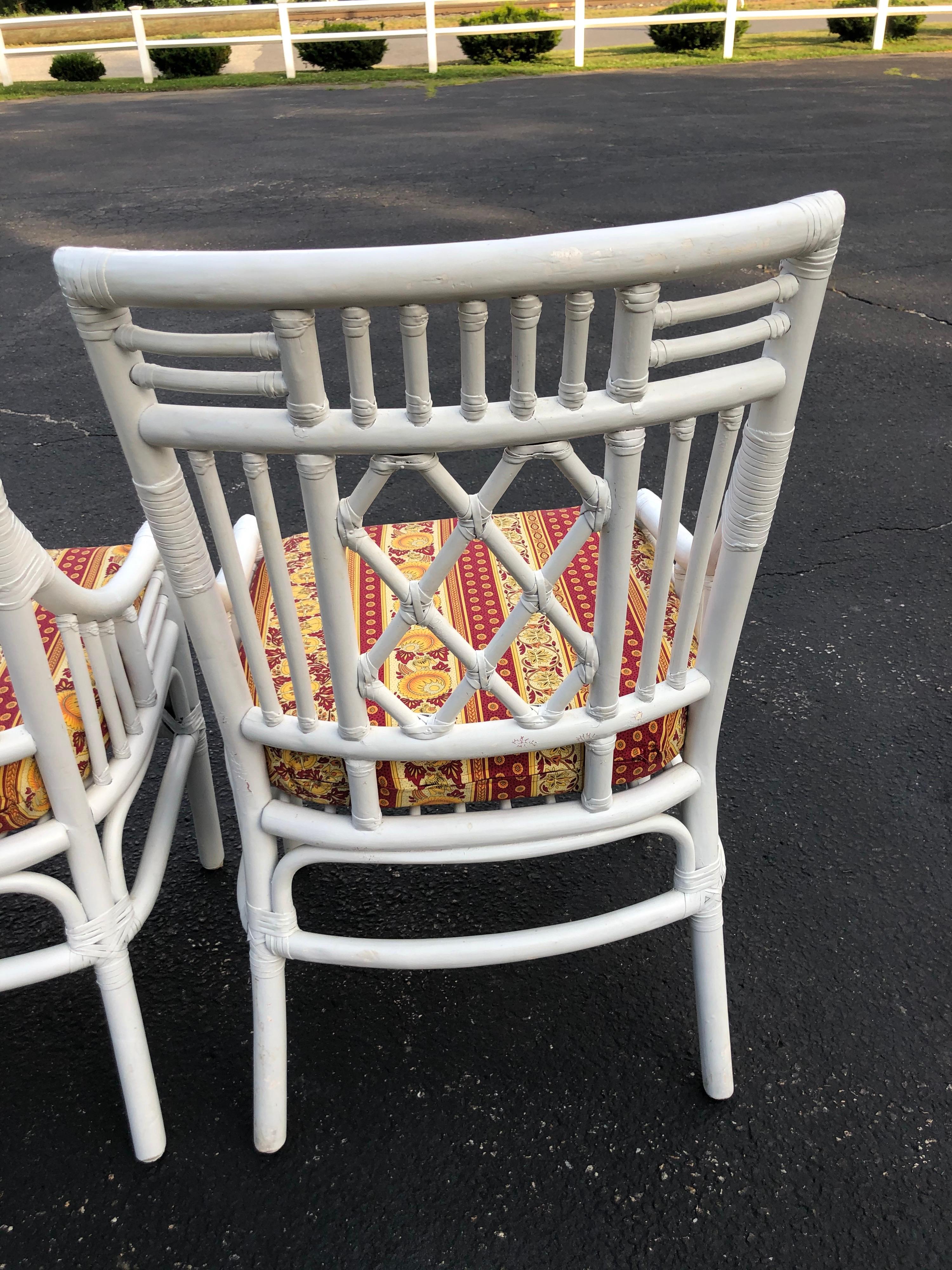 Set of Four Chinese Chippendale Rattan Chairs  9