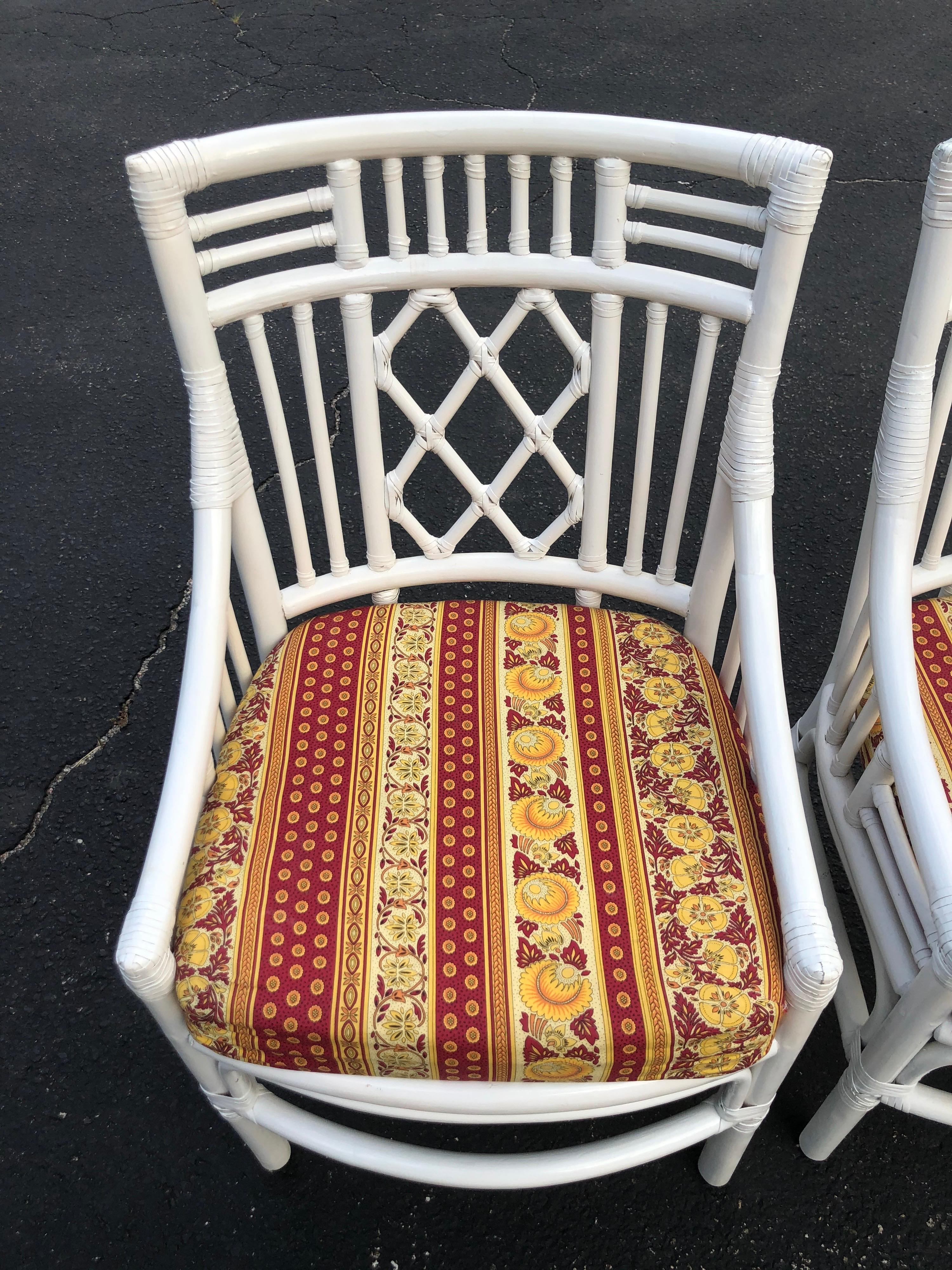 Set of Four Chinese Chippendale Rattan Chairs  10