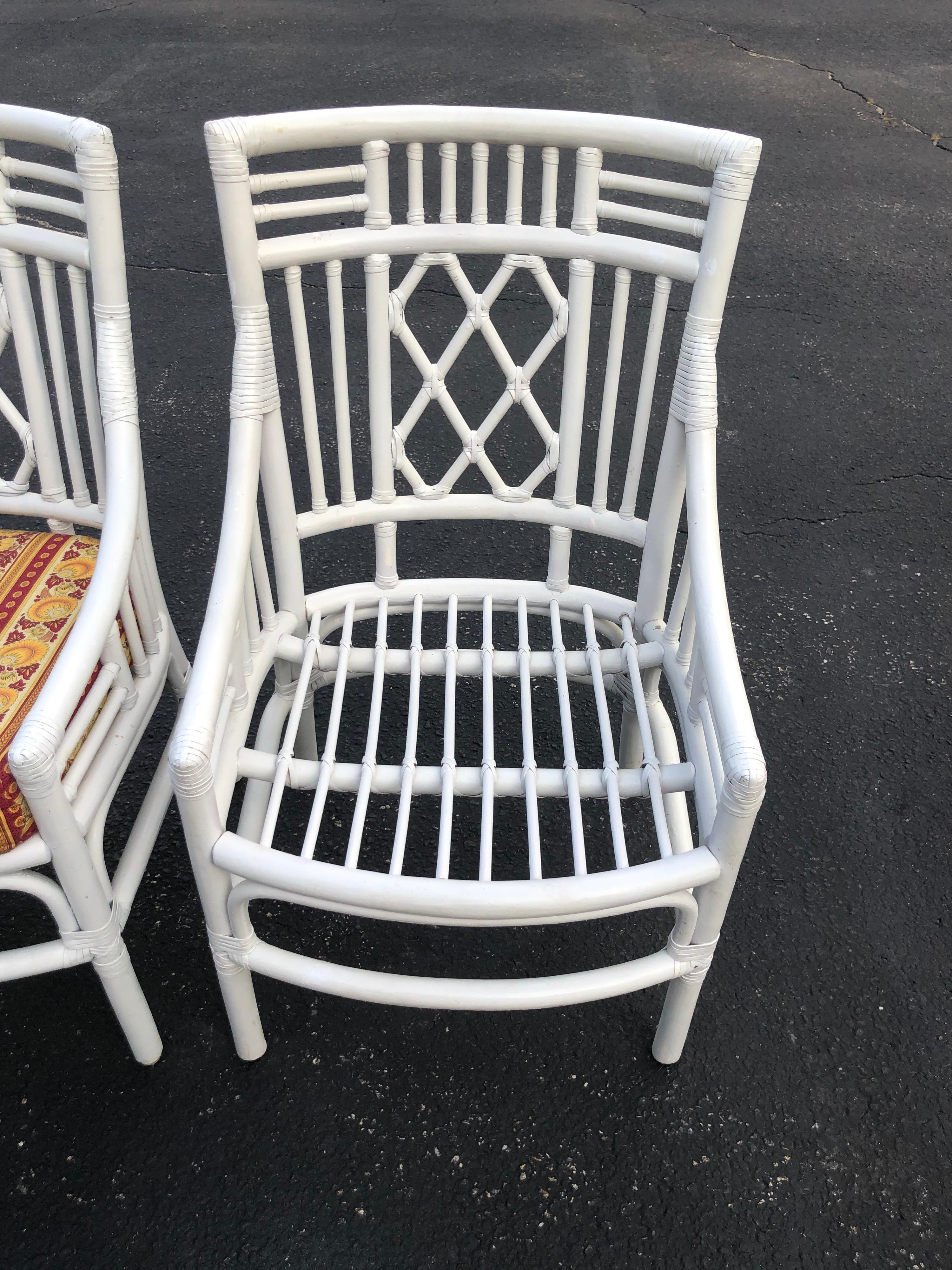 Set of Four Chinese Chippendale Rattan Chairs  11