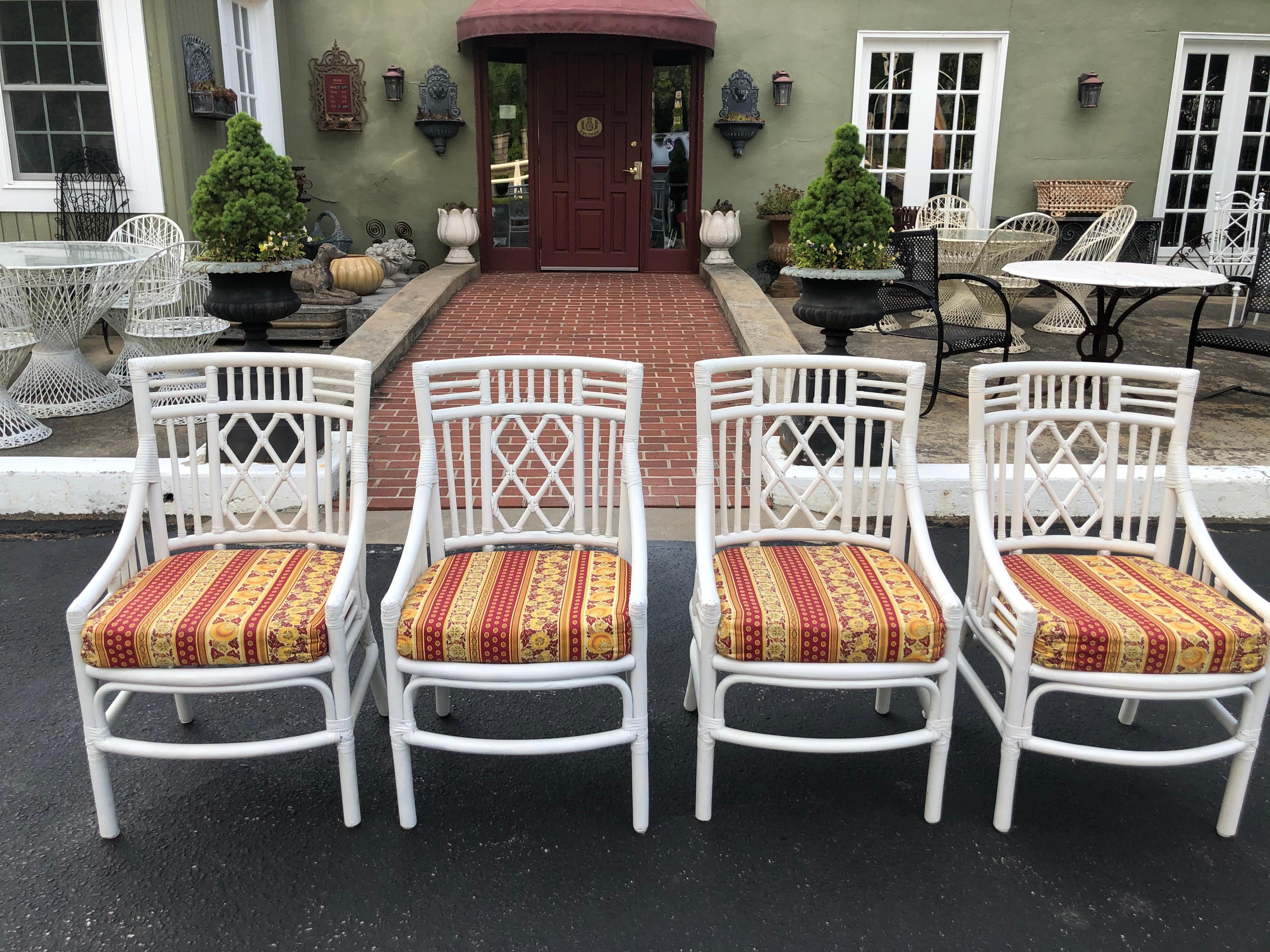 Set of Four Chinese Chippendale Rattan Chairs  1