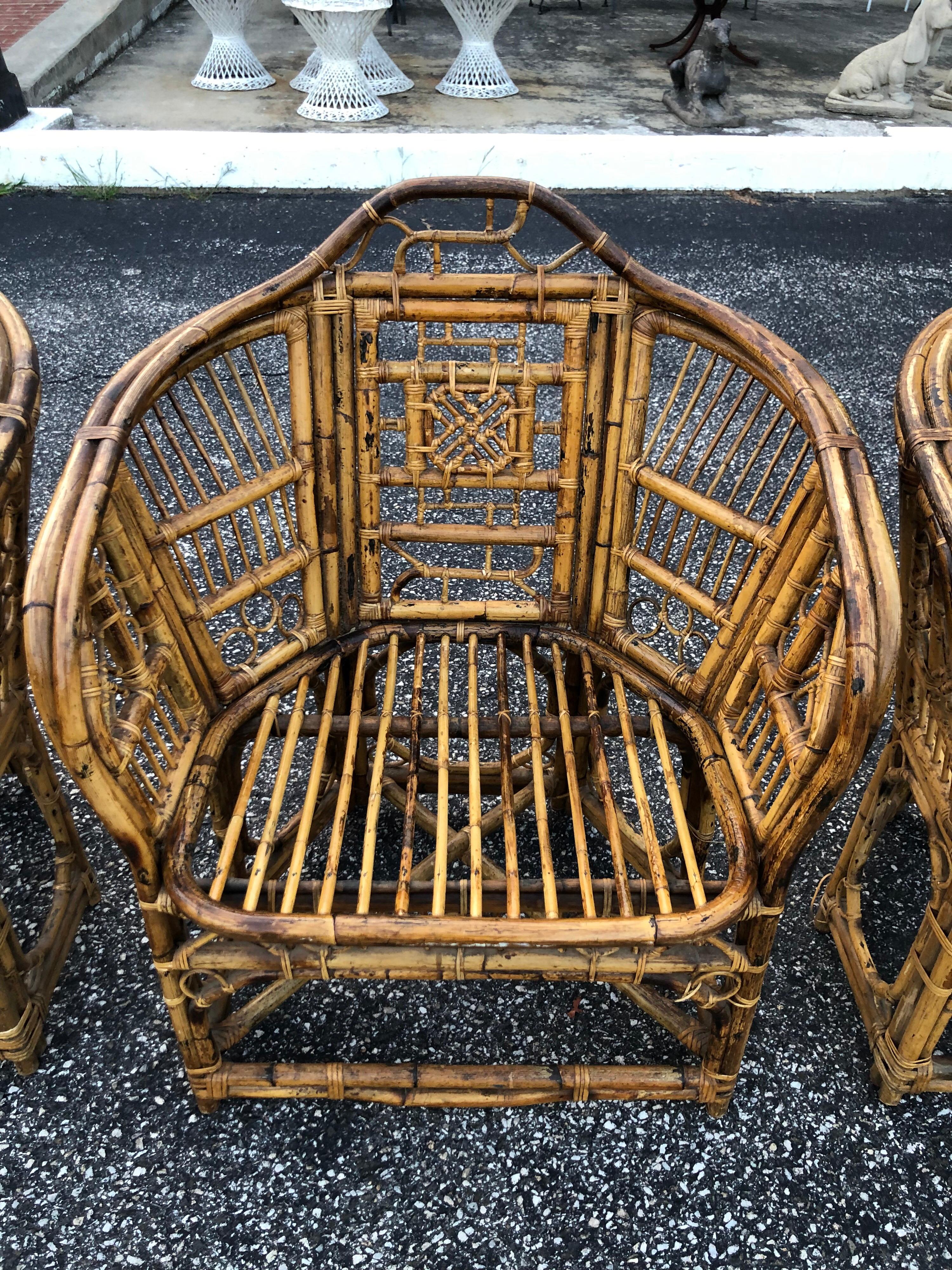 Set of Four Chinese Chippendale Style Bamboo Chairs 6