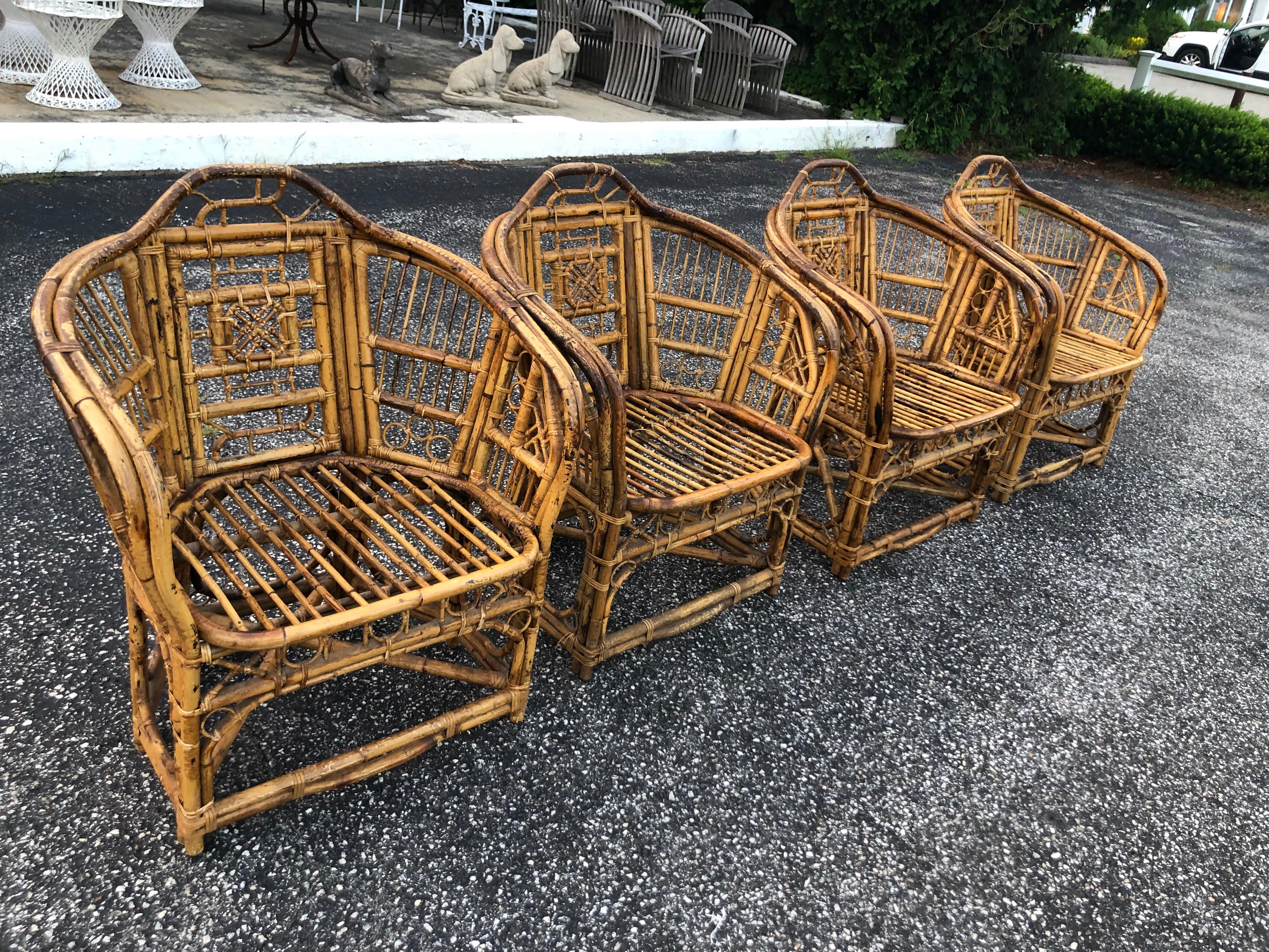 Set of Four Chinese Chippendale Style Bamboo Chairs 7
