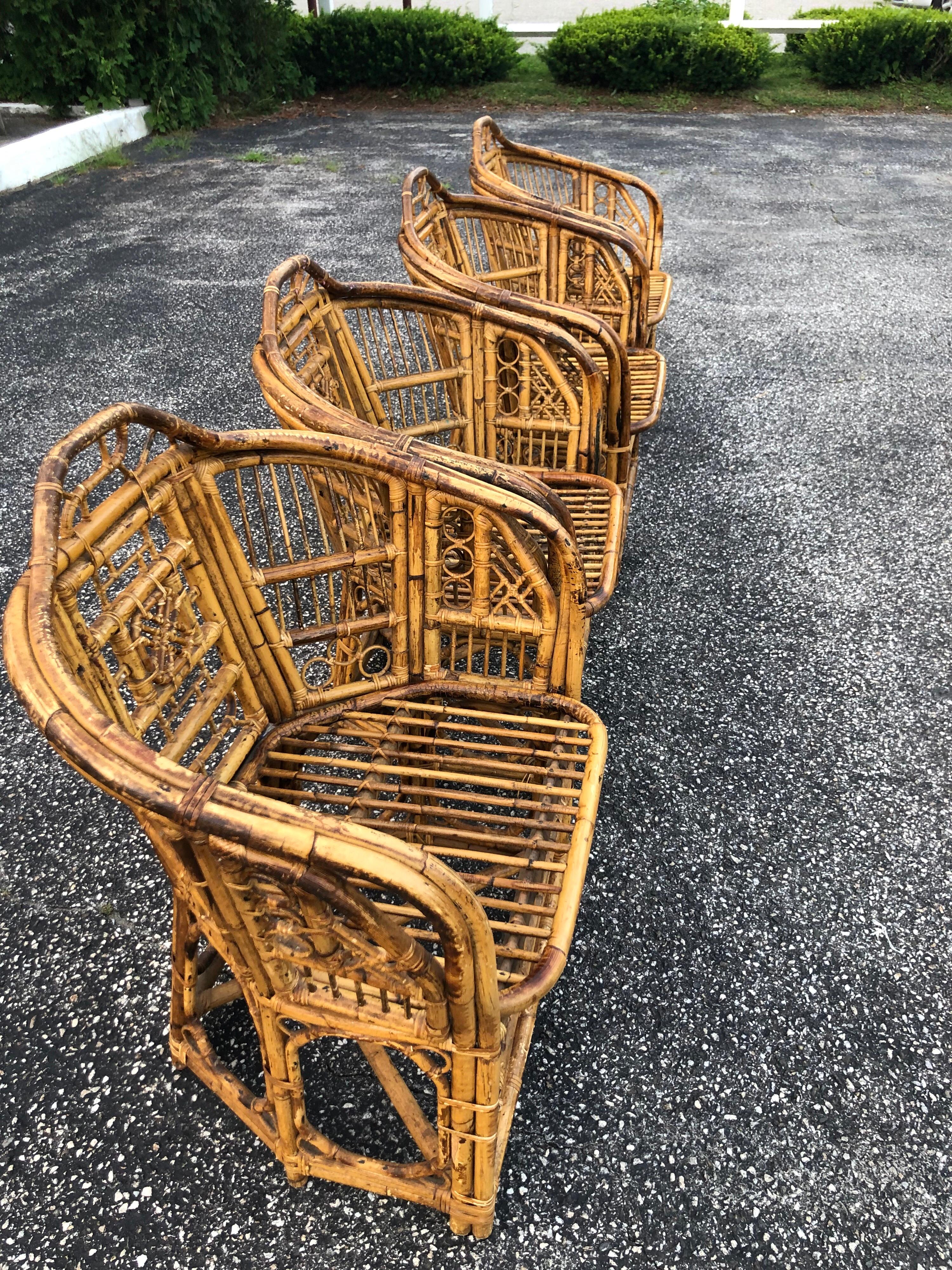 Set of Four Chinese Chippendale Style Bamboo Chairs 8