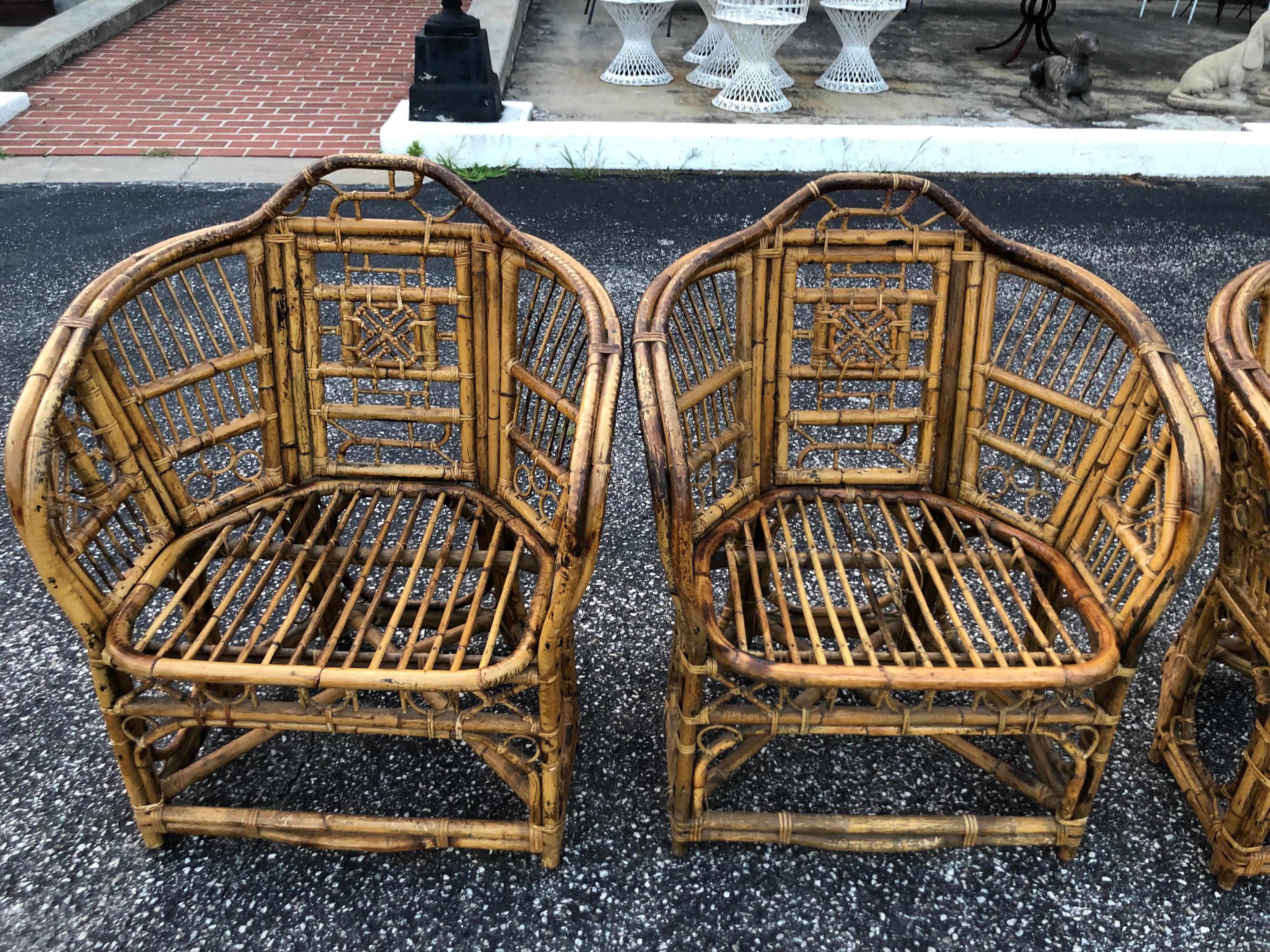 Set of Four Chinese Chippendale Style Bamboo Chairs 9