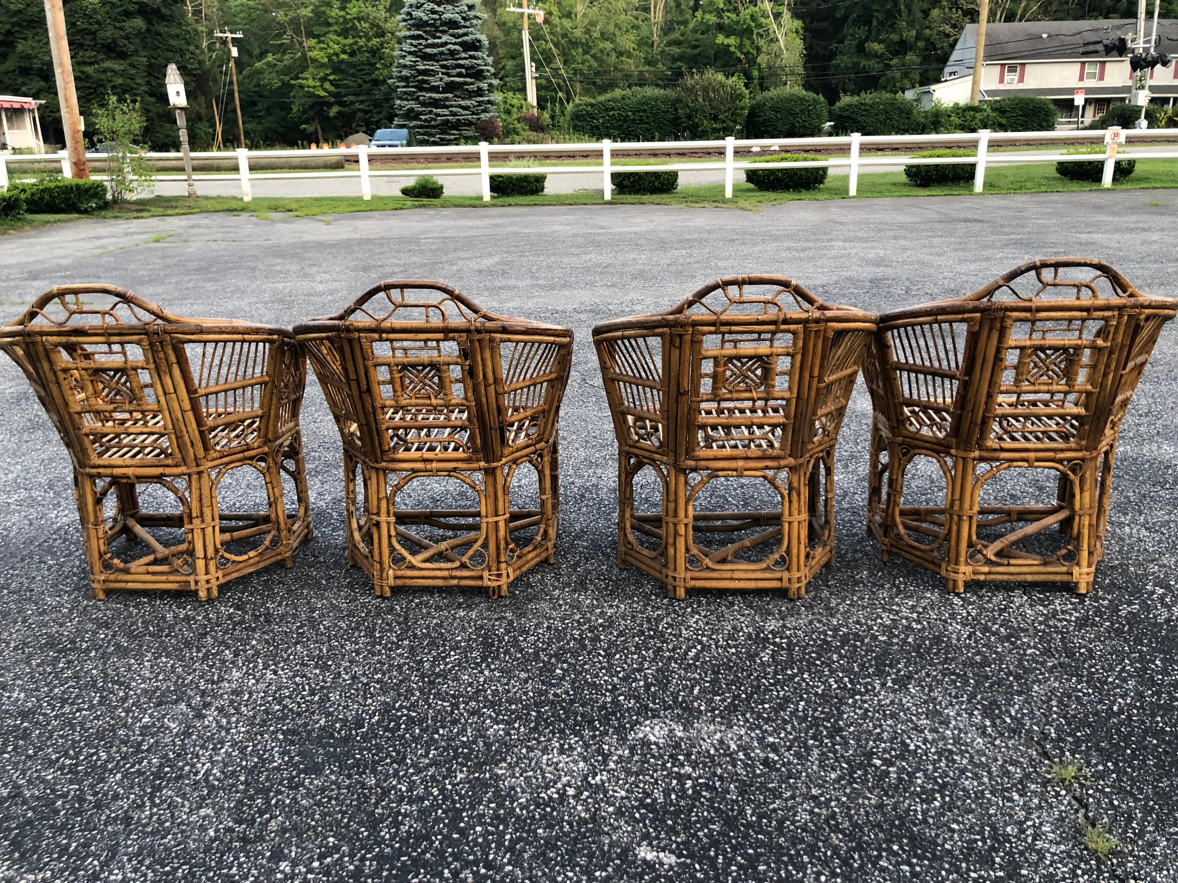 Set of Four Chinese Chippendale Style Bamboo Chairs 14