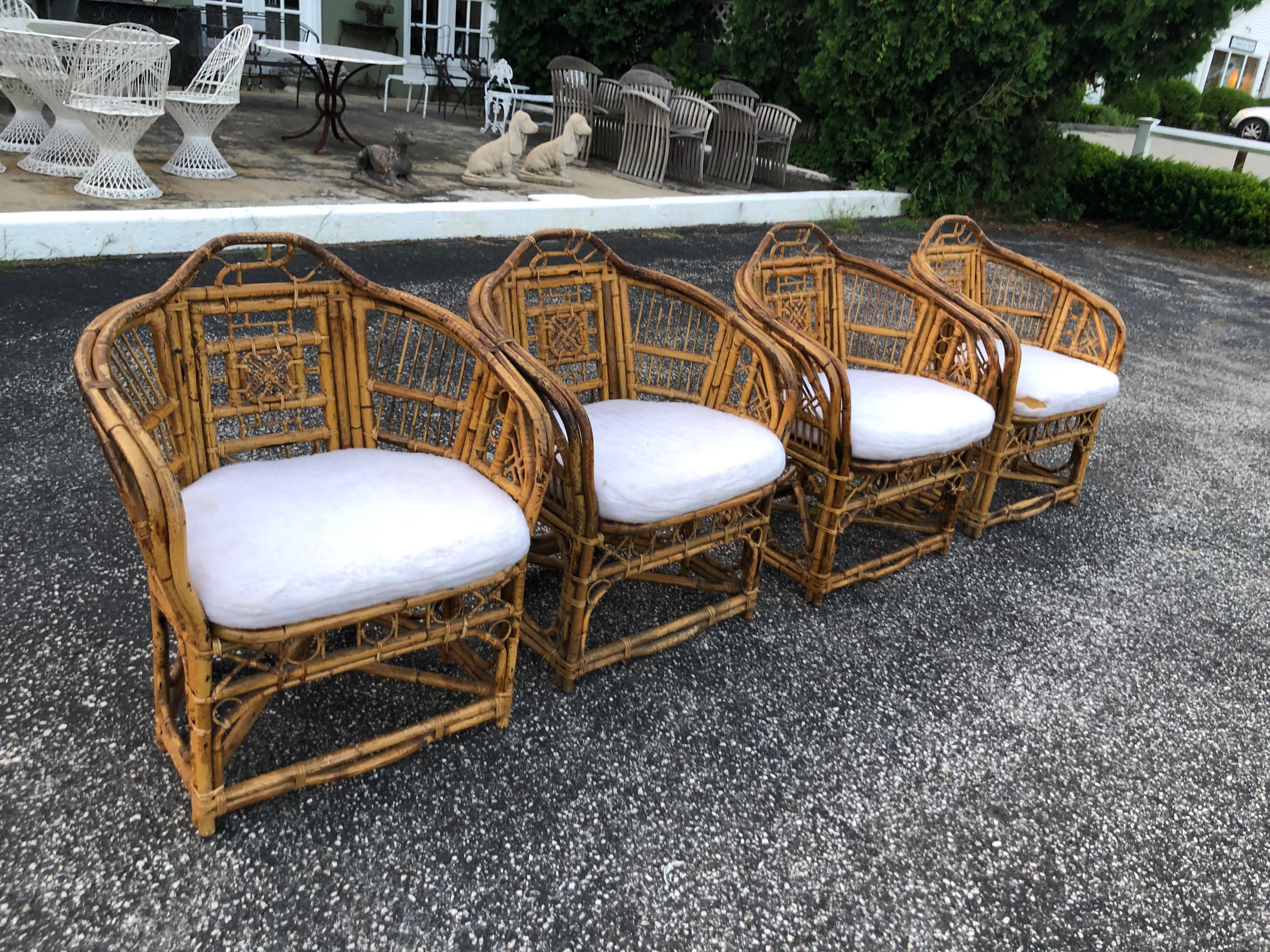 Set of Four Chinese Chippendale Style Bamboo Chairs 1