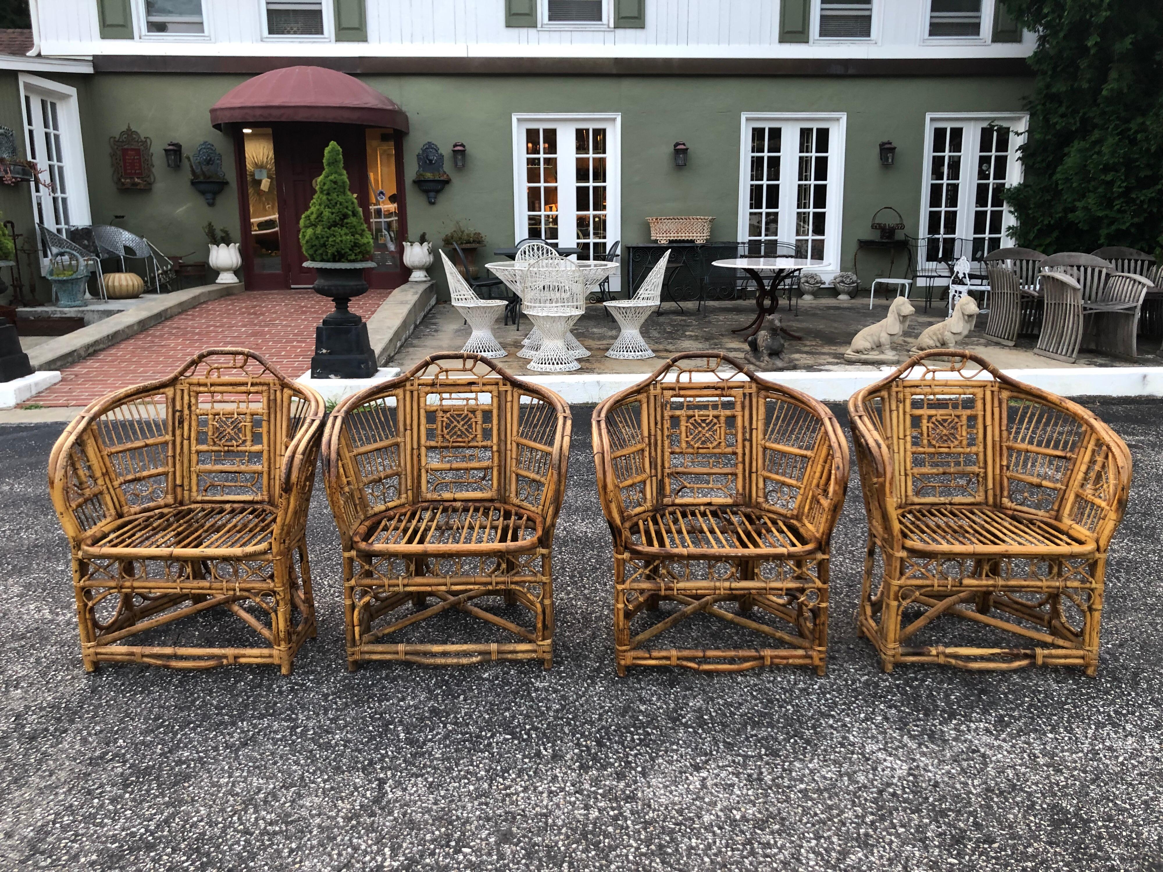 Set of Four Chinese Chippendale Style Bamboo Chairs 4