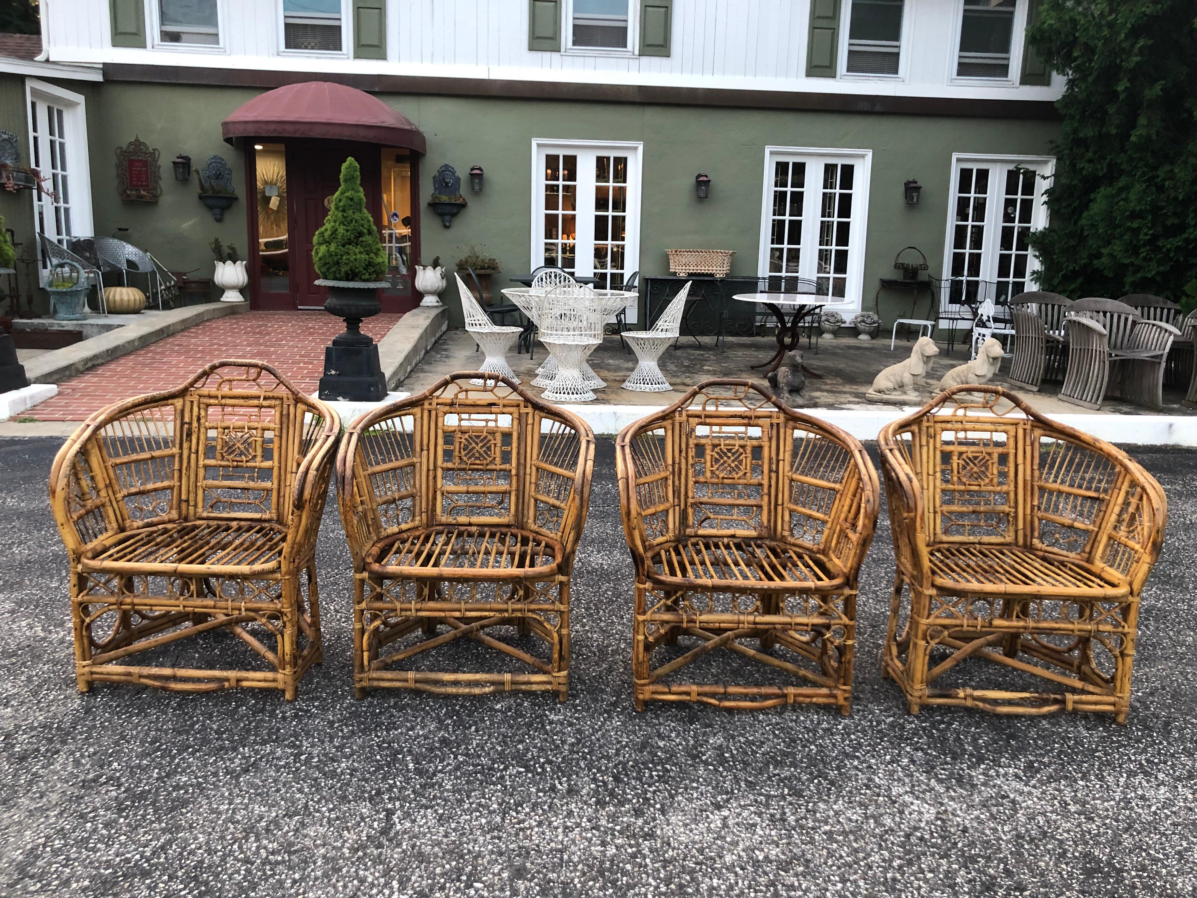 Set of Four Chinese Chippendale Style Bamboo Chairs 5