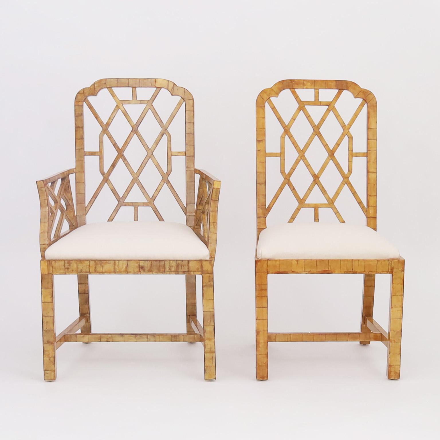 Colombian Set of Four Chinese Chippendale Style Dining Chairs For Sale
