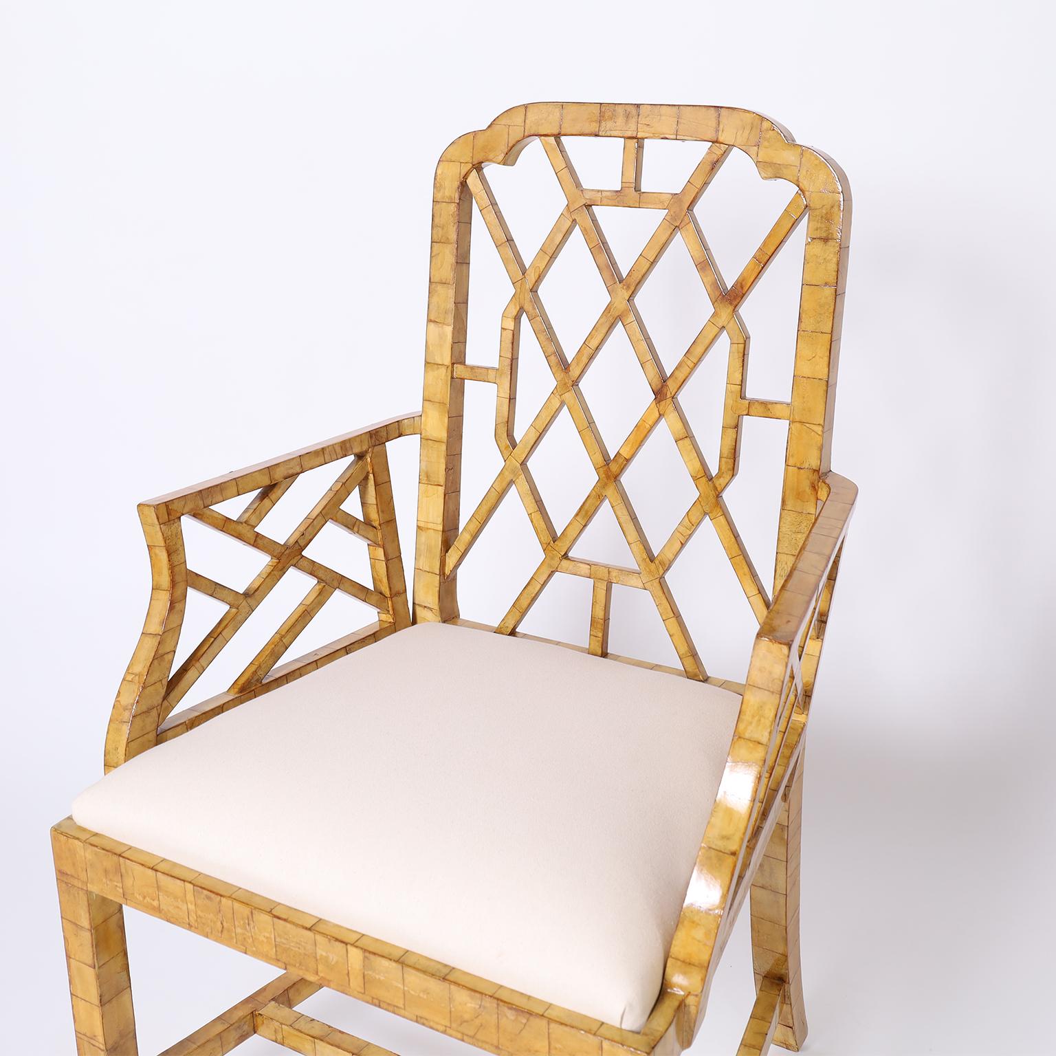 Set of Four Chinese Chippendale Style Dining Chairs In Good Condition For Sale In Palm Beach, FL