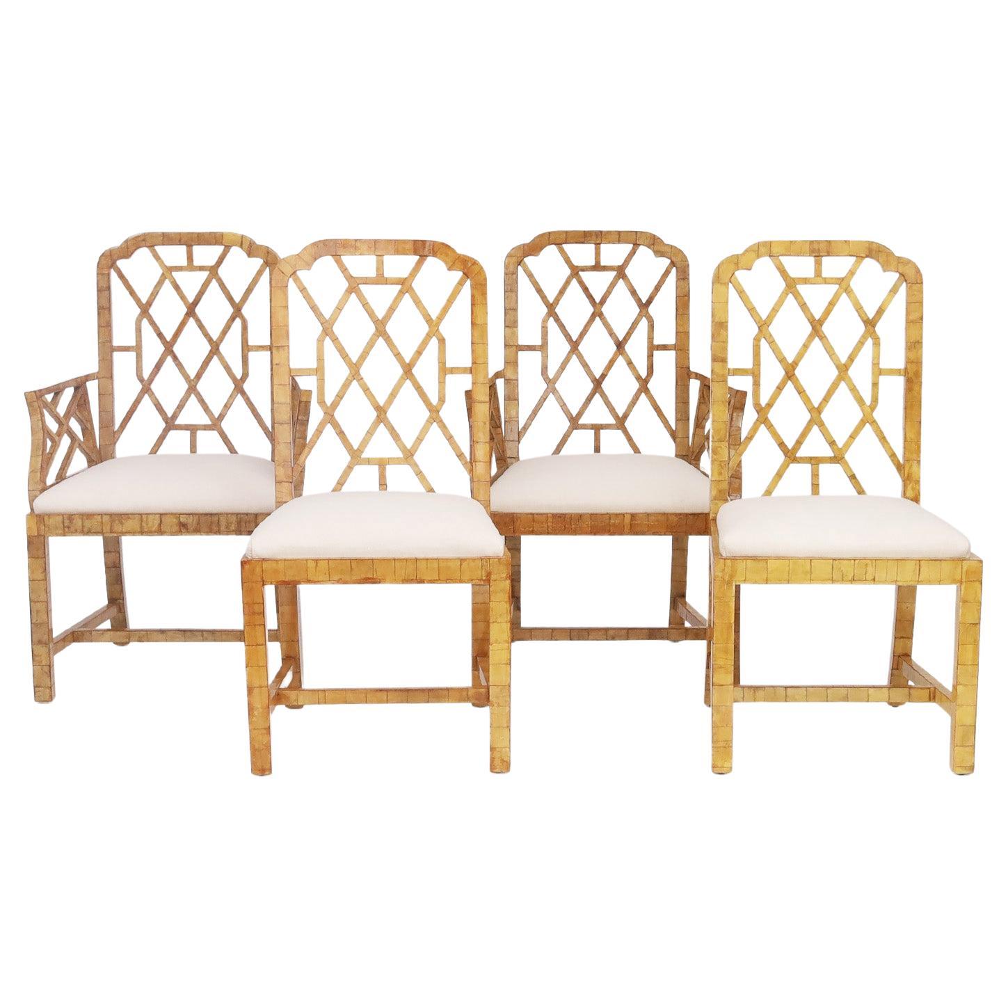 Set of Four Chinese Chippendale Style Dining Chairs For Sale