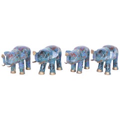 Set of Four Chinese Cloisonné Elephants, Priced by the Pair