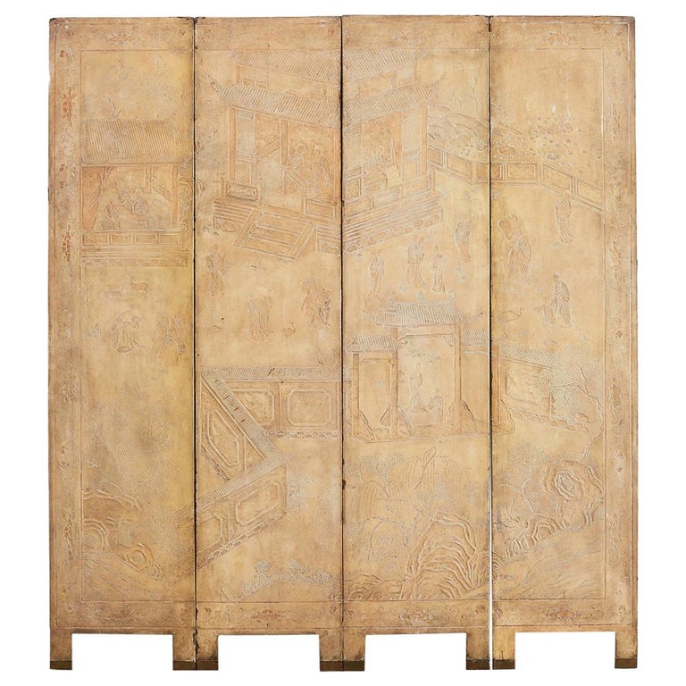 Set of Four Chinese Coromandel Screen Panels at 1stDibs