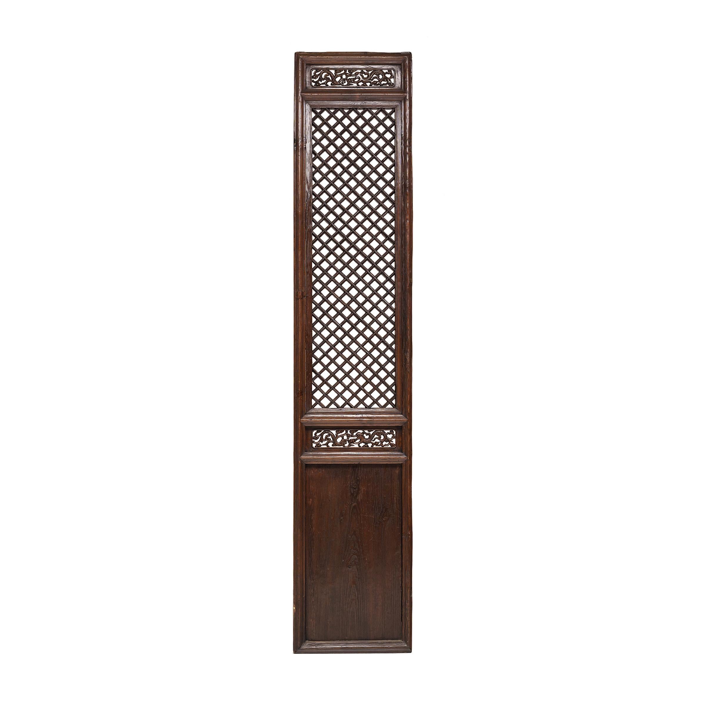 Conjunto de cuatro paneles de celosía de patio chino, c. 1850 Olmo en venta
