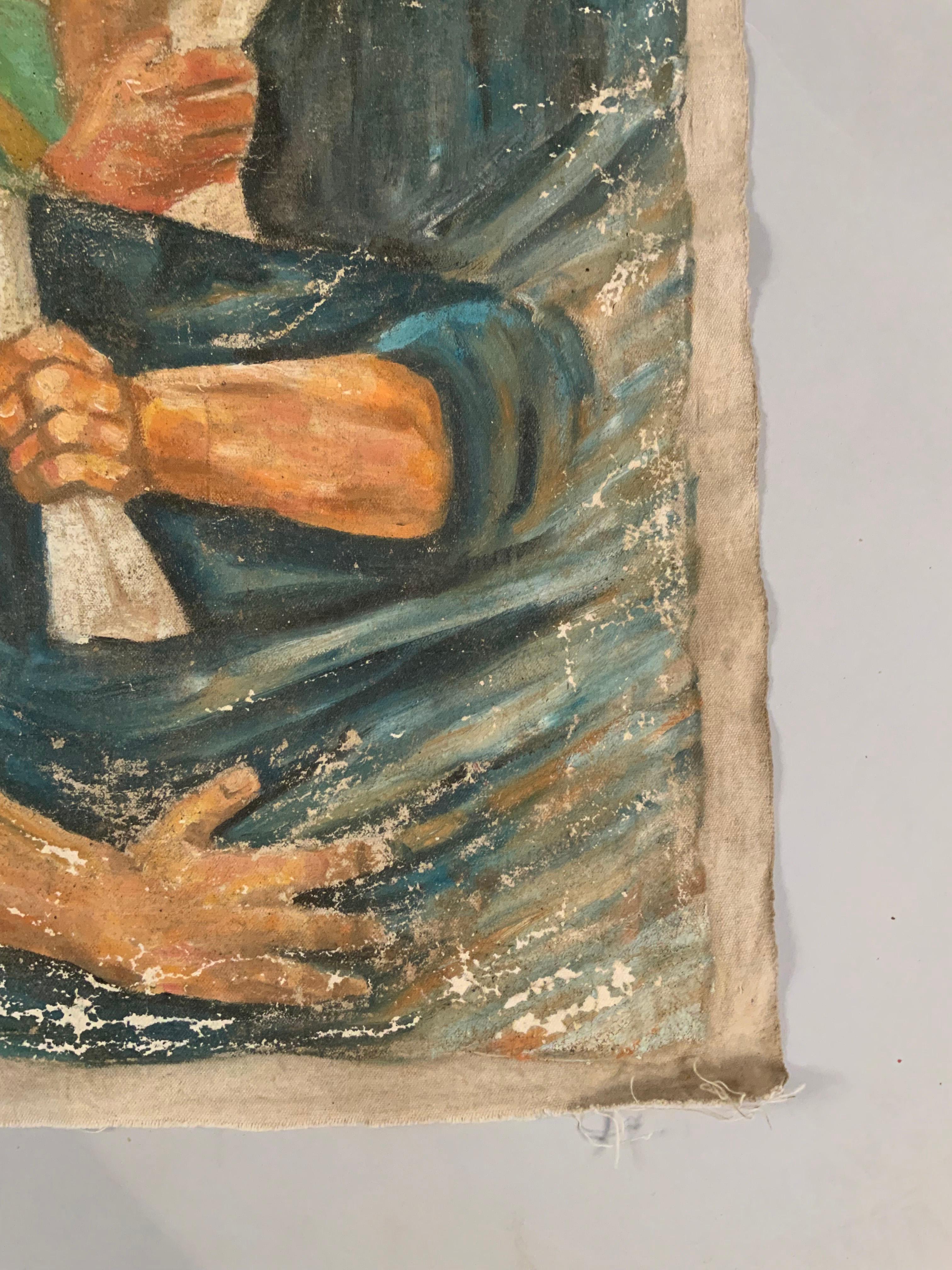 Set of Four Chinese Cultural Revolution Paintings on Canvas For Sale 7