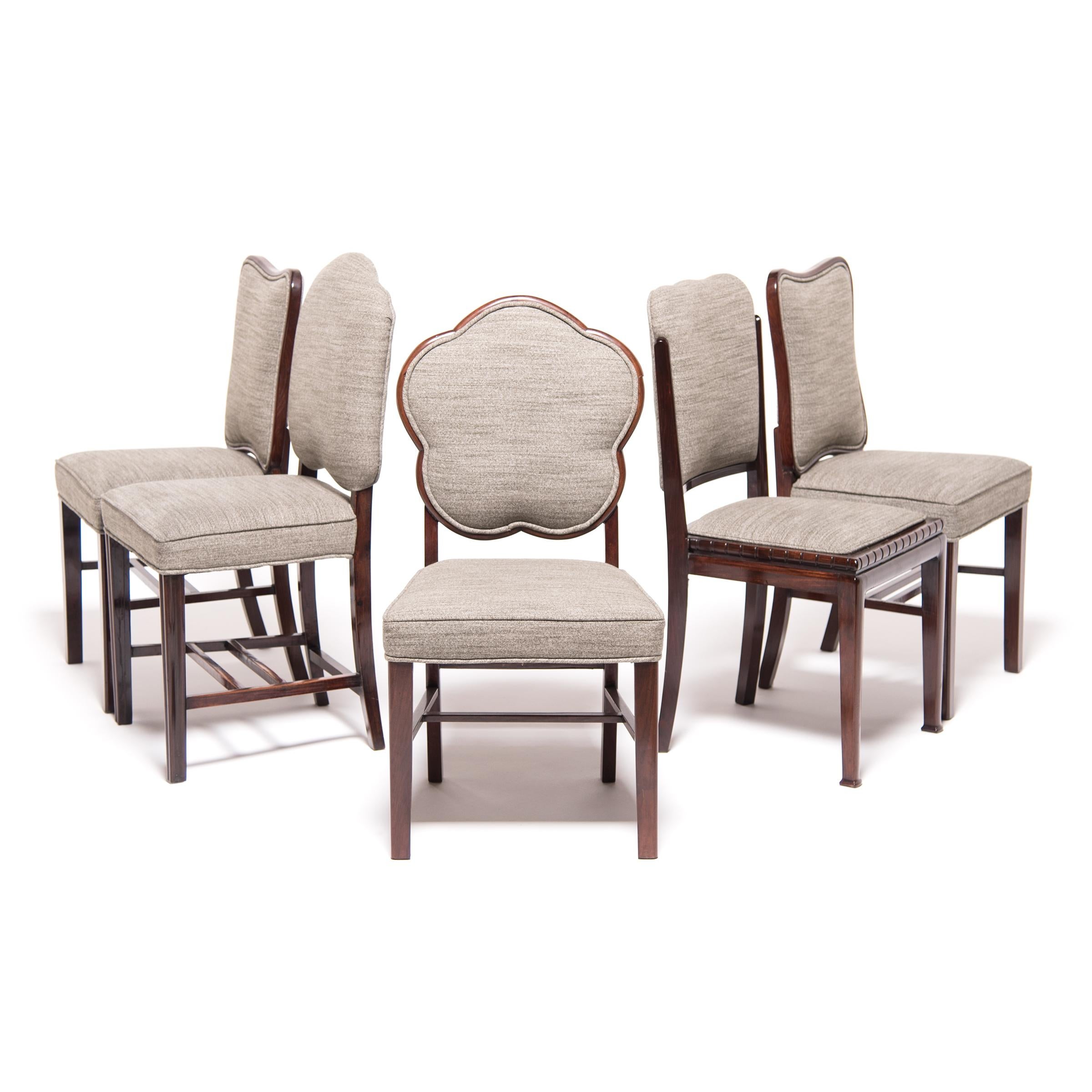Set of Four Chinese Deco Dining Chairs, circa 1920s 1
