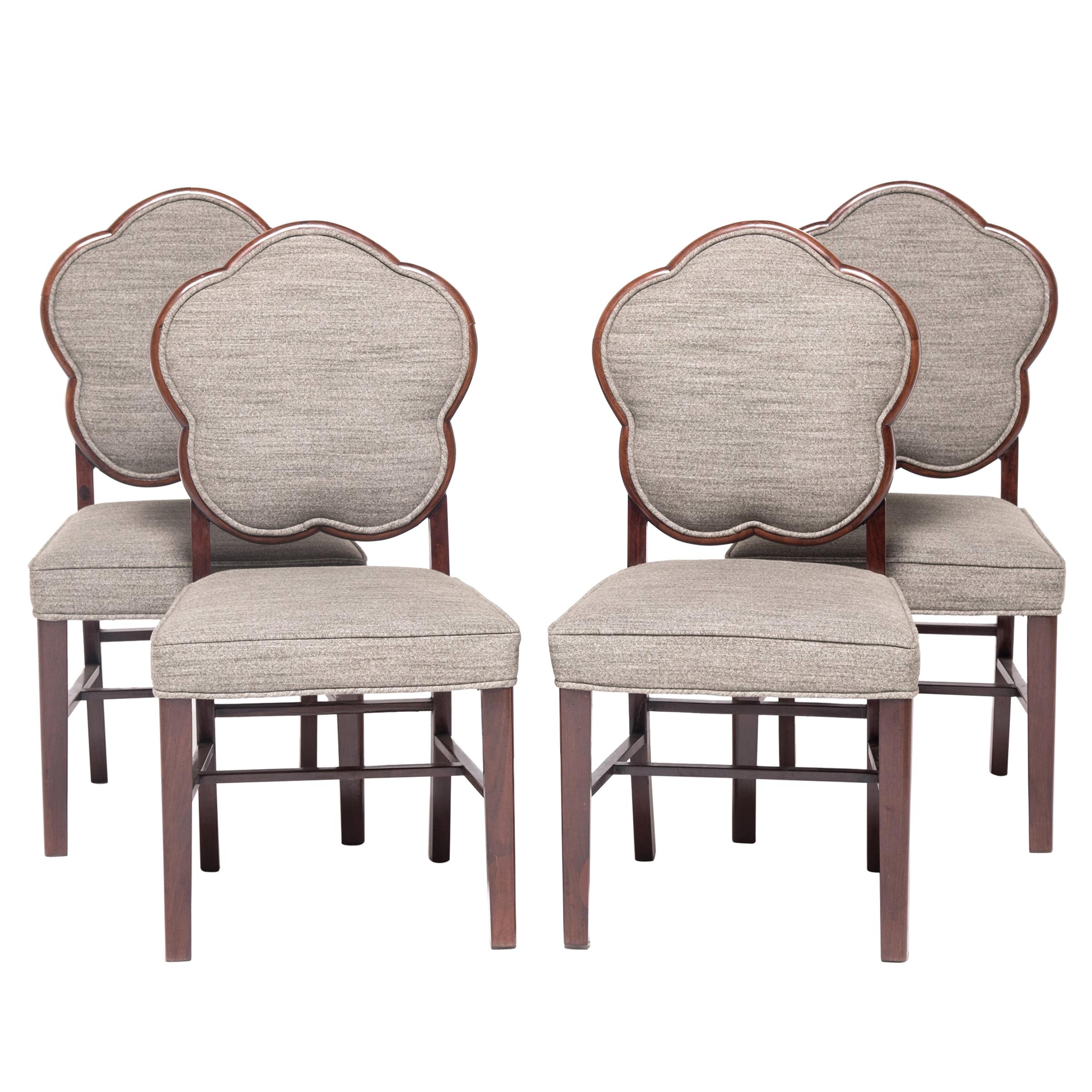 Set of Four Chinese Deco Dining Chairs, circa 1920s