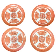 Set of Four Chinese Export Porcelain Orange Fitzhugh Plates