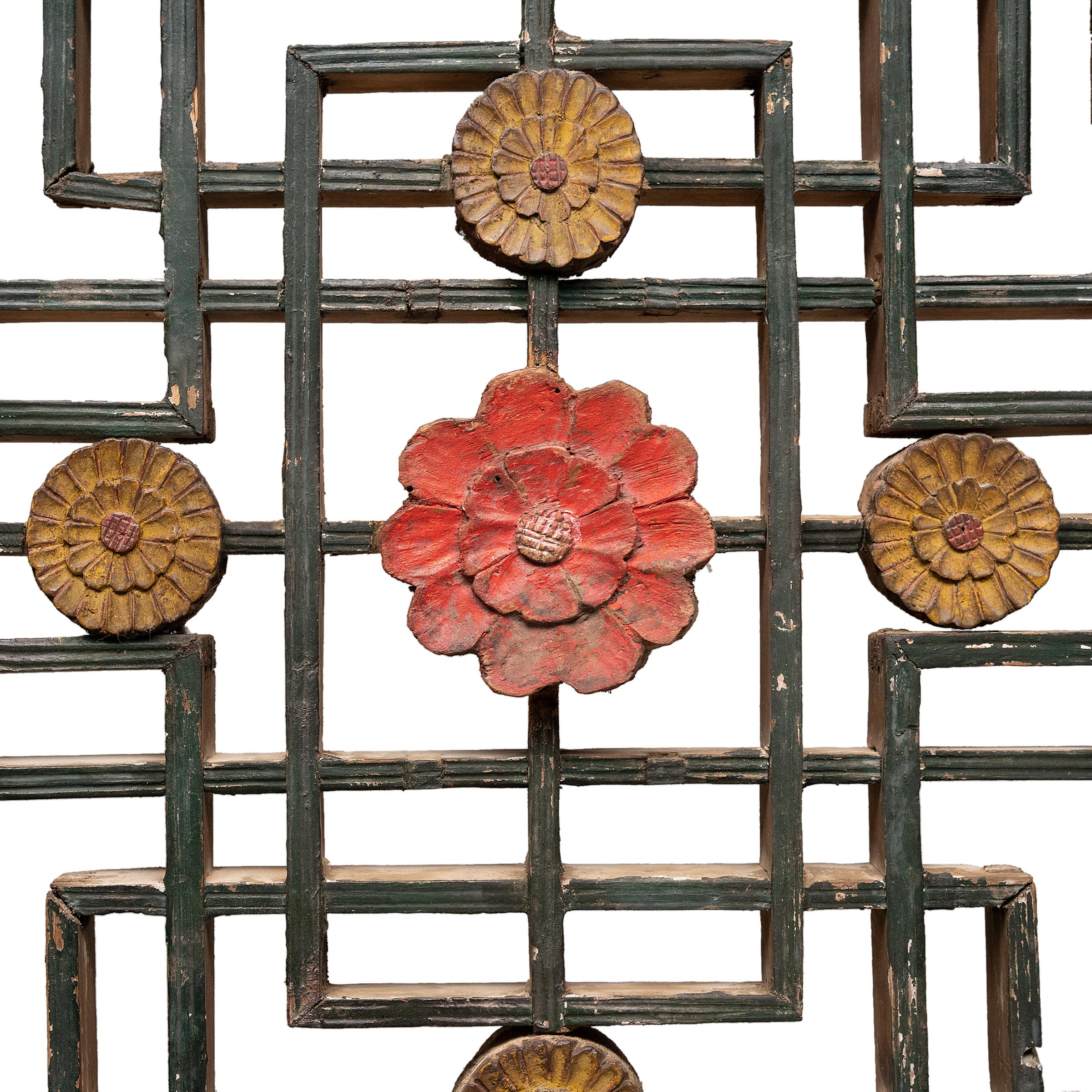 Conjunto de cuatro paneles de celosía floral china, S. XIX en venta 8