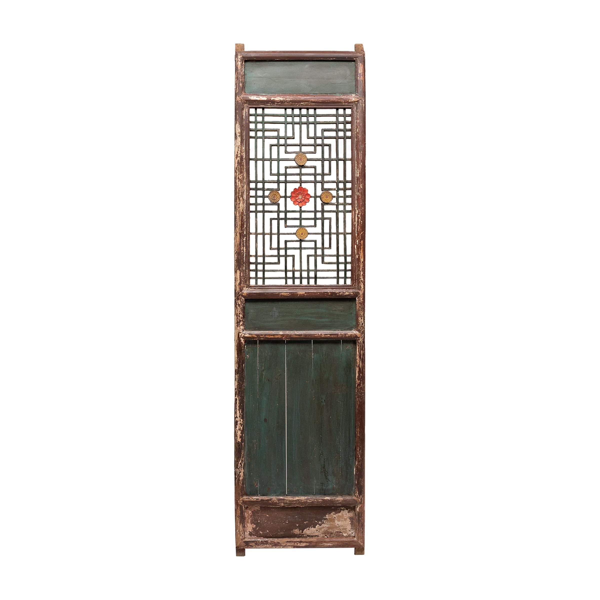 Conjunto de cuatro paneles de celosía floral china, S. XIX Qing en venta