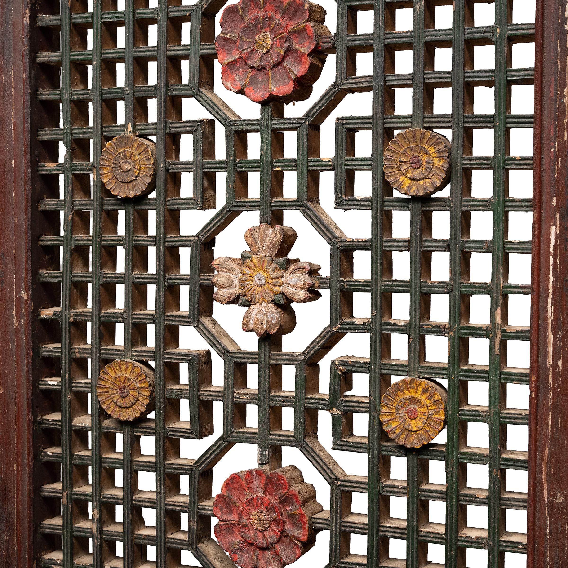 Conjunto de cuatro paneles de celosía floral china, S. XIX siglo XIX en venta