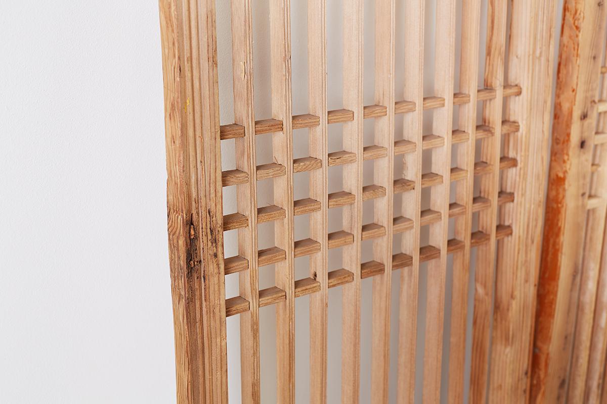 Set of Four Chinese Geometric Lattice Window Panels 3