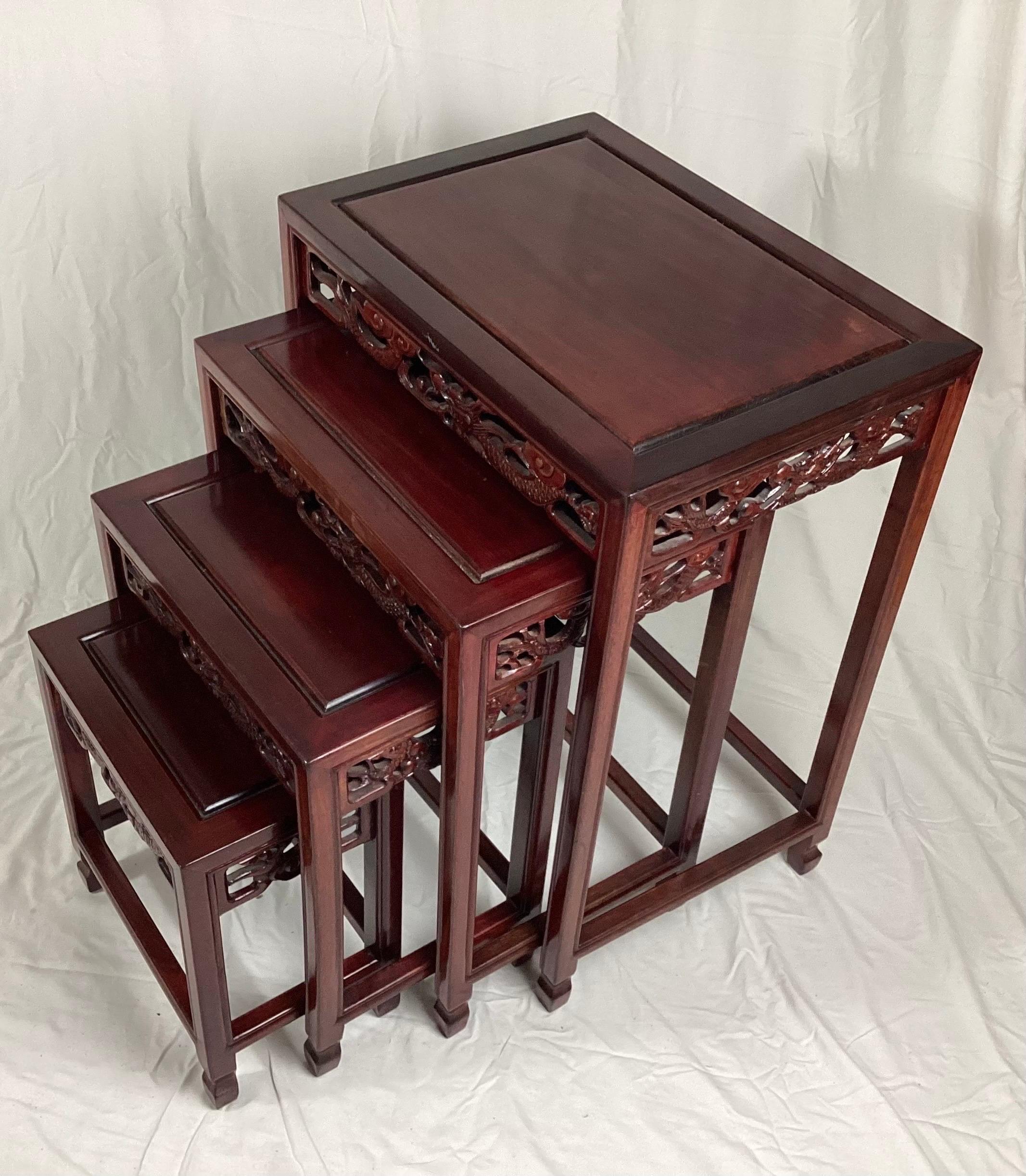 Set of Four Chinese Hardwood nesting tables The largest 20