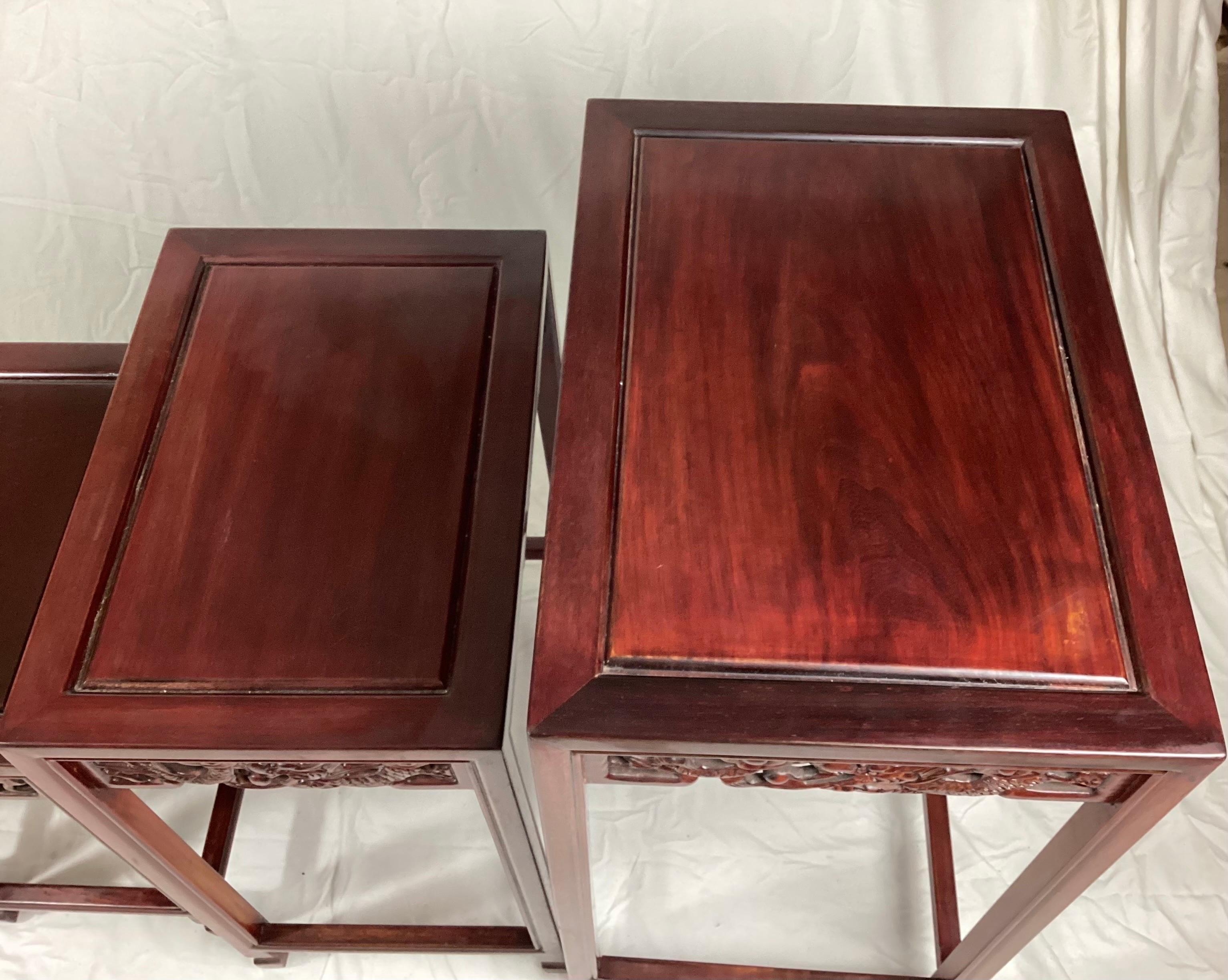 20th Century Set of Four Chinese Hardwood Nesting Tables For Sale