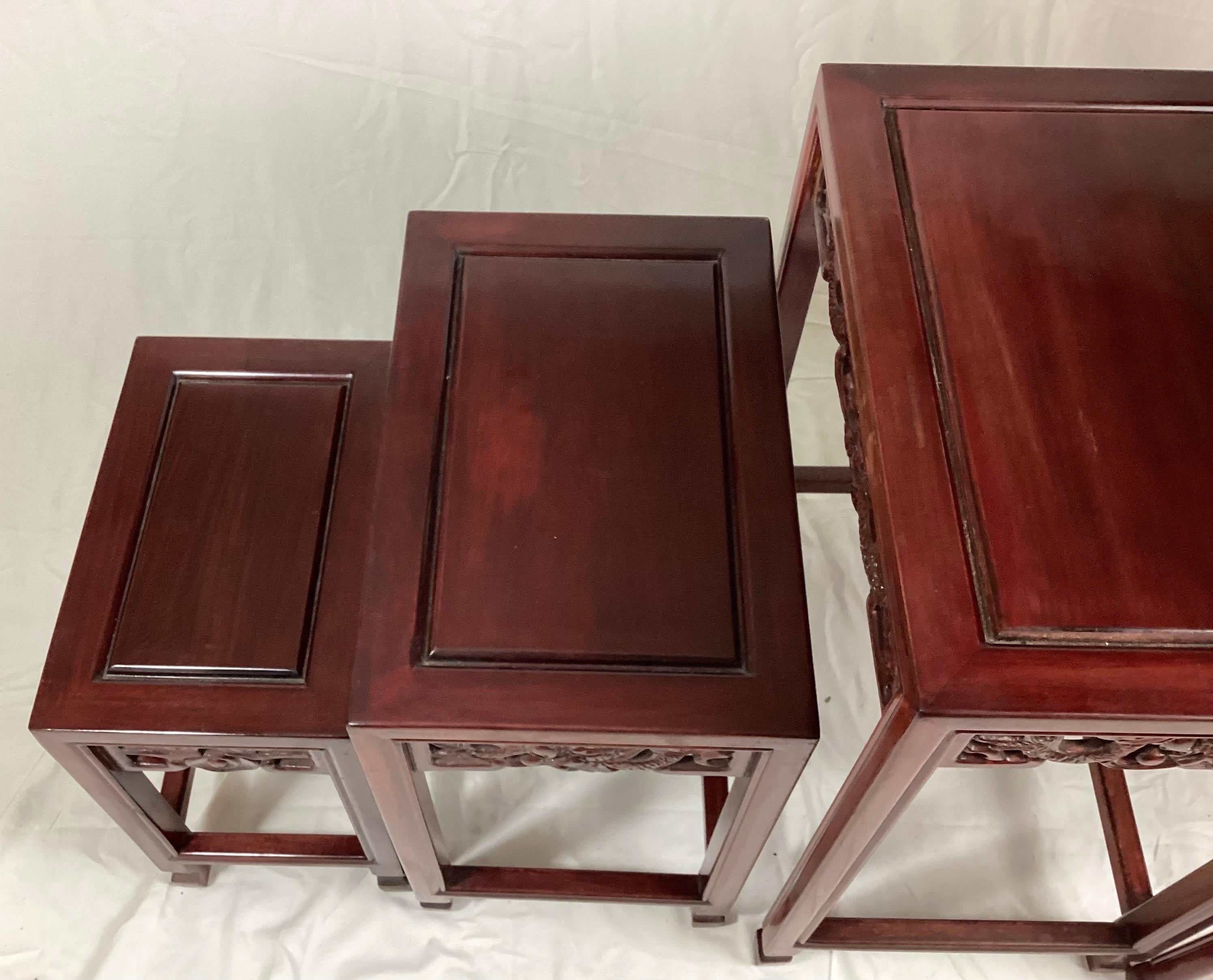 Set of Four Chinese Hardwood Nesting Tables For Sale 1