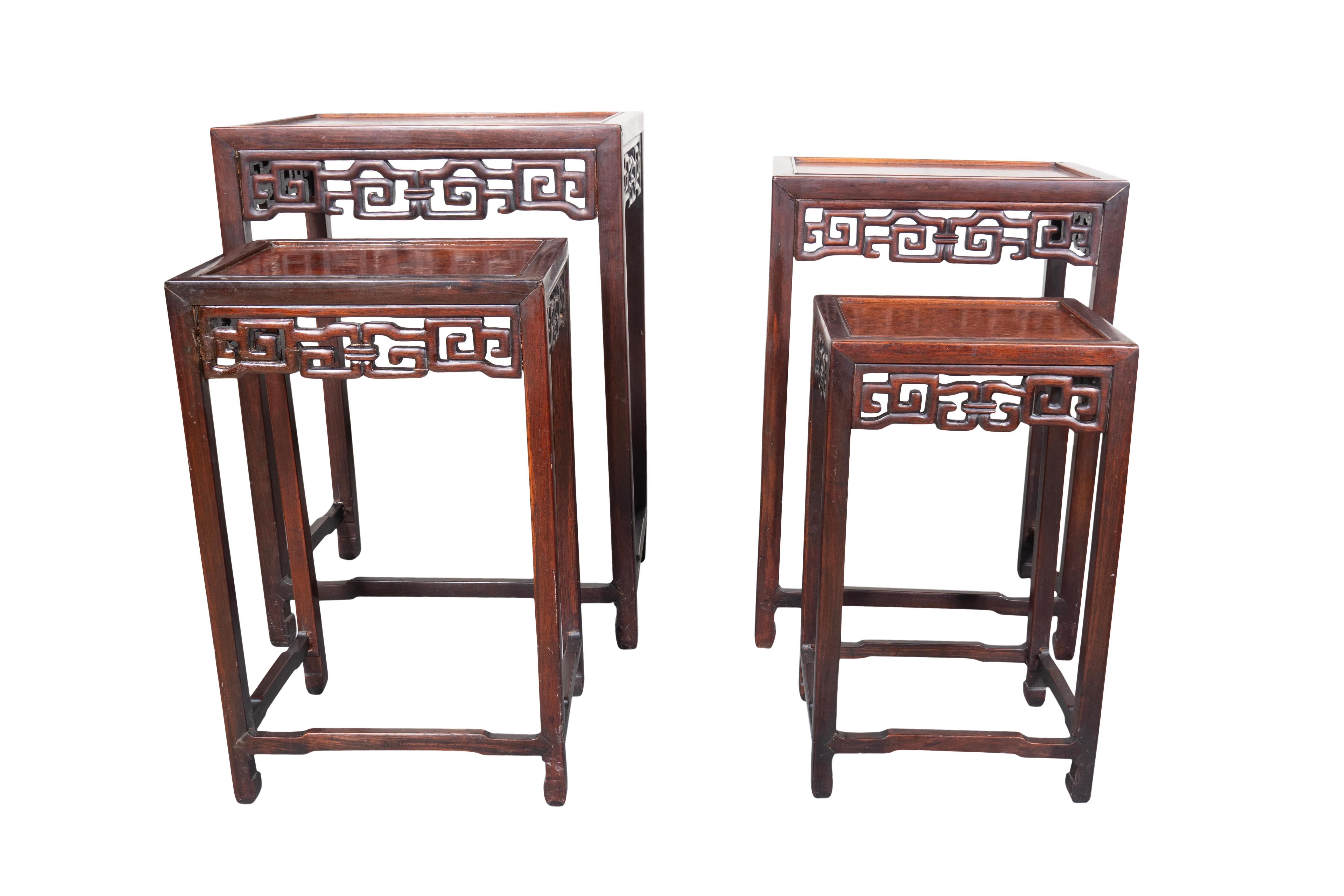 Set Of Four Chinese Hardwood Nesting Tables For Sale 2