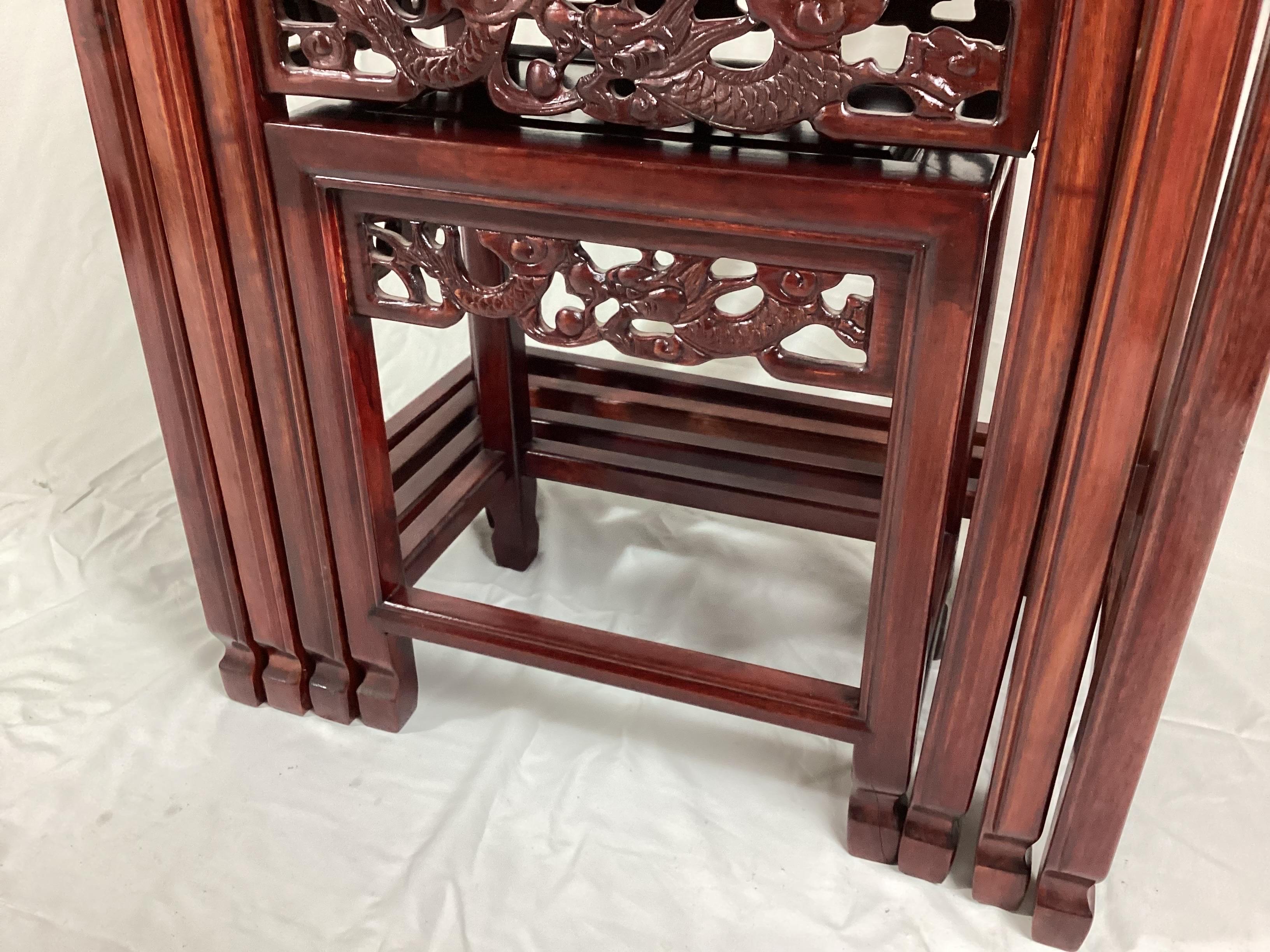 Set of Four Chinese Hardwood Nesting Tables For Sale 4