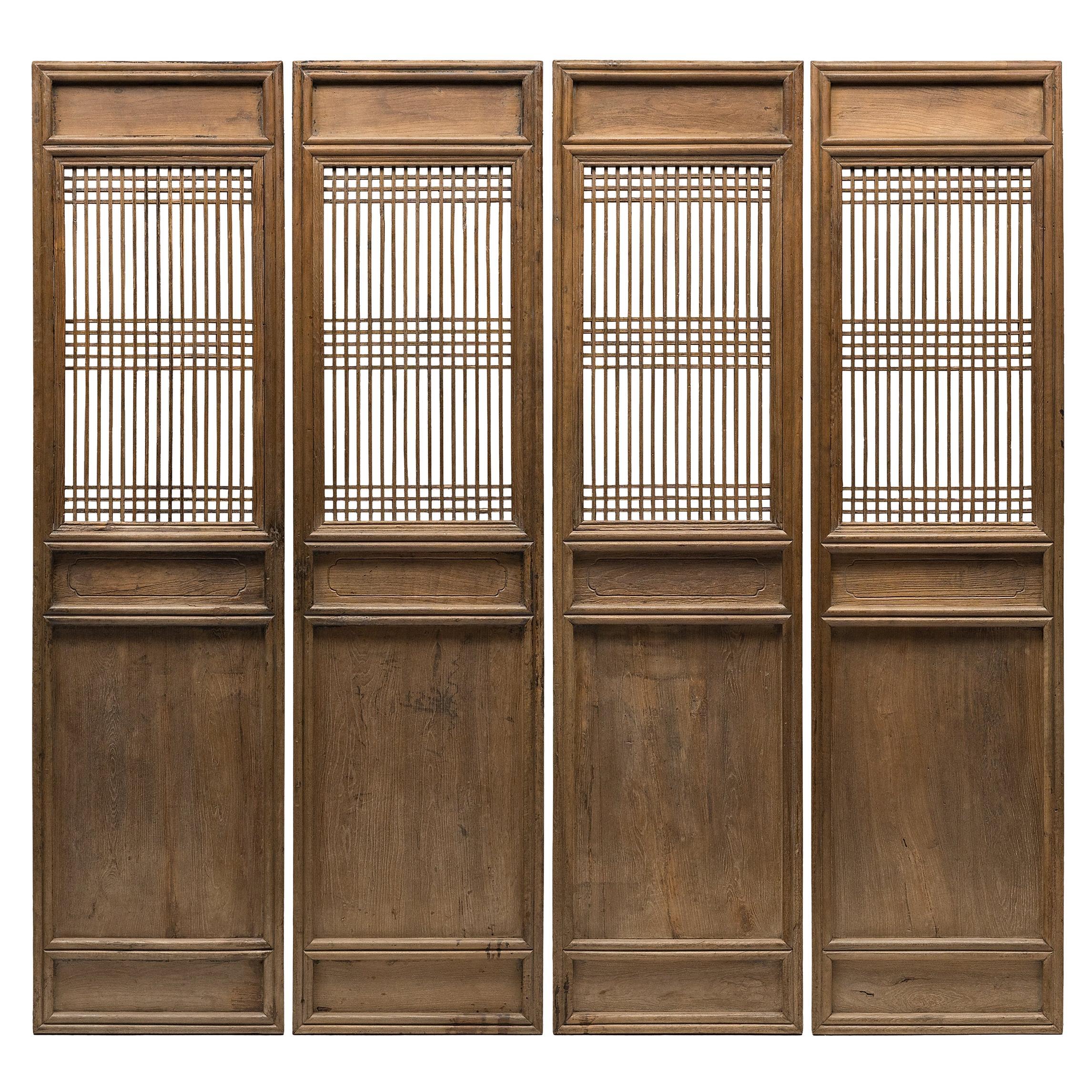 Set of Four Chinese Lattice Door Panels, c. 1900
