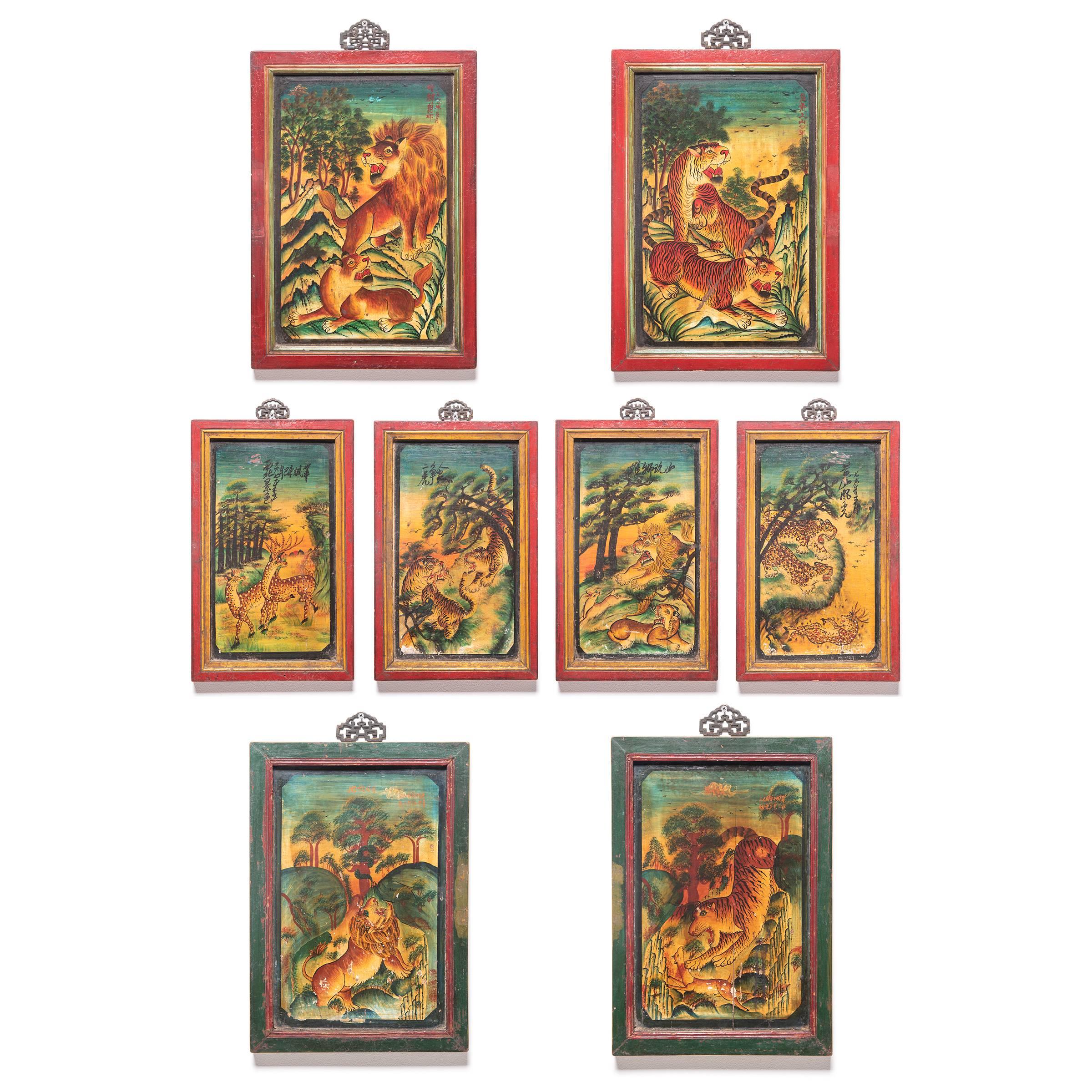 Set of Four Chinese Mythological Painted Panels 9