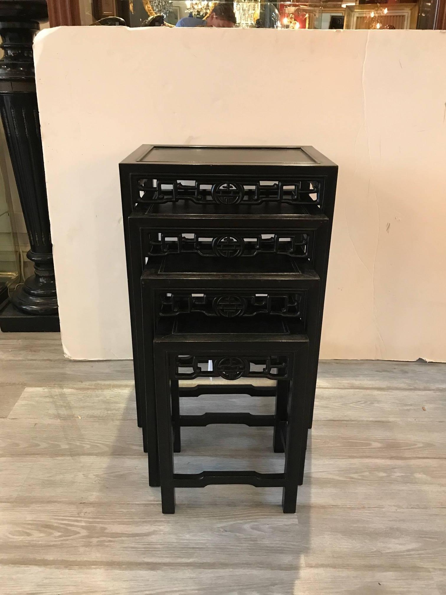 Ebonized Set of Four Chinese Nesting Tables