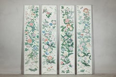 Set of Four Chinese Painted Panels with Spring Flowers and Butterflies