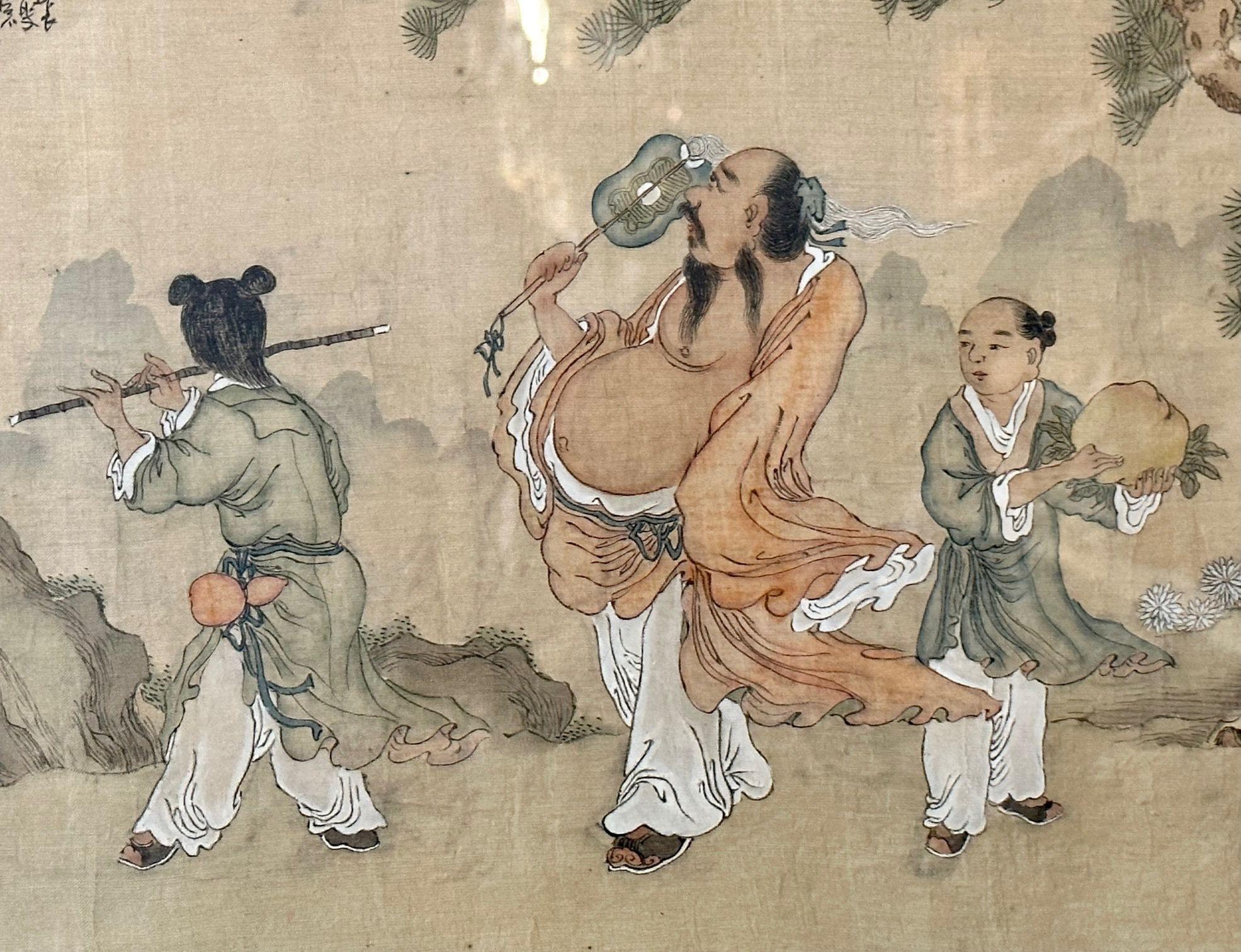 Ensemble de quatre peintures chinoises dans des cadres en bois de rose, signées, 19ème siècle en vente 7