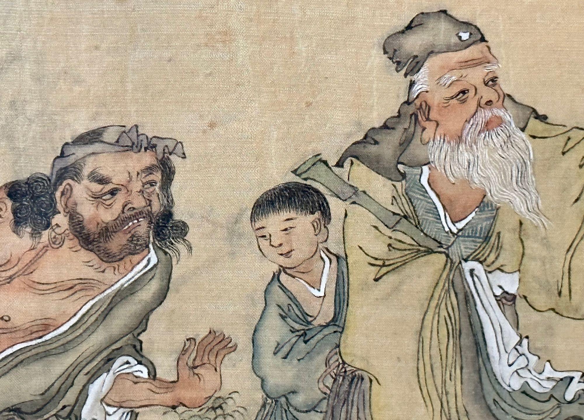 Ensemble de quatre peintures chinoises dans des cadres en bois de rose, signées, 19ème siècle en vente 8