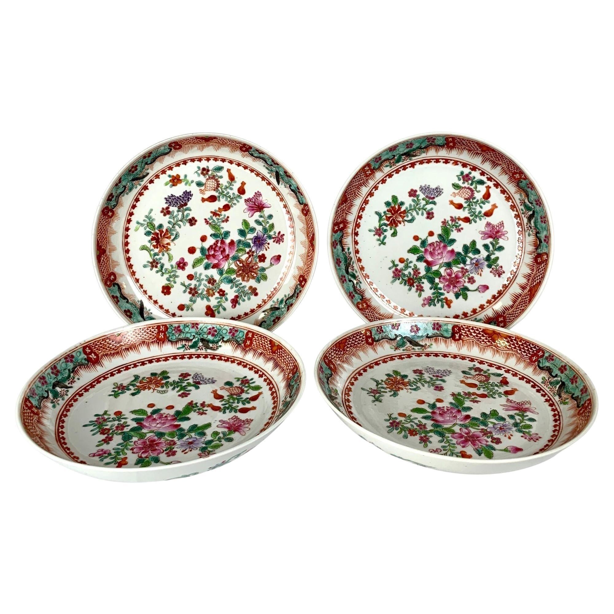 Set of Four Chinese Porcelain Famille Rose Dishes Late 19th Century Circa 1880 For Sale